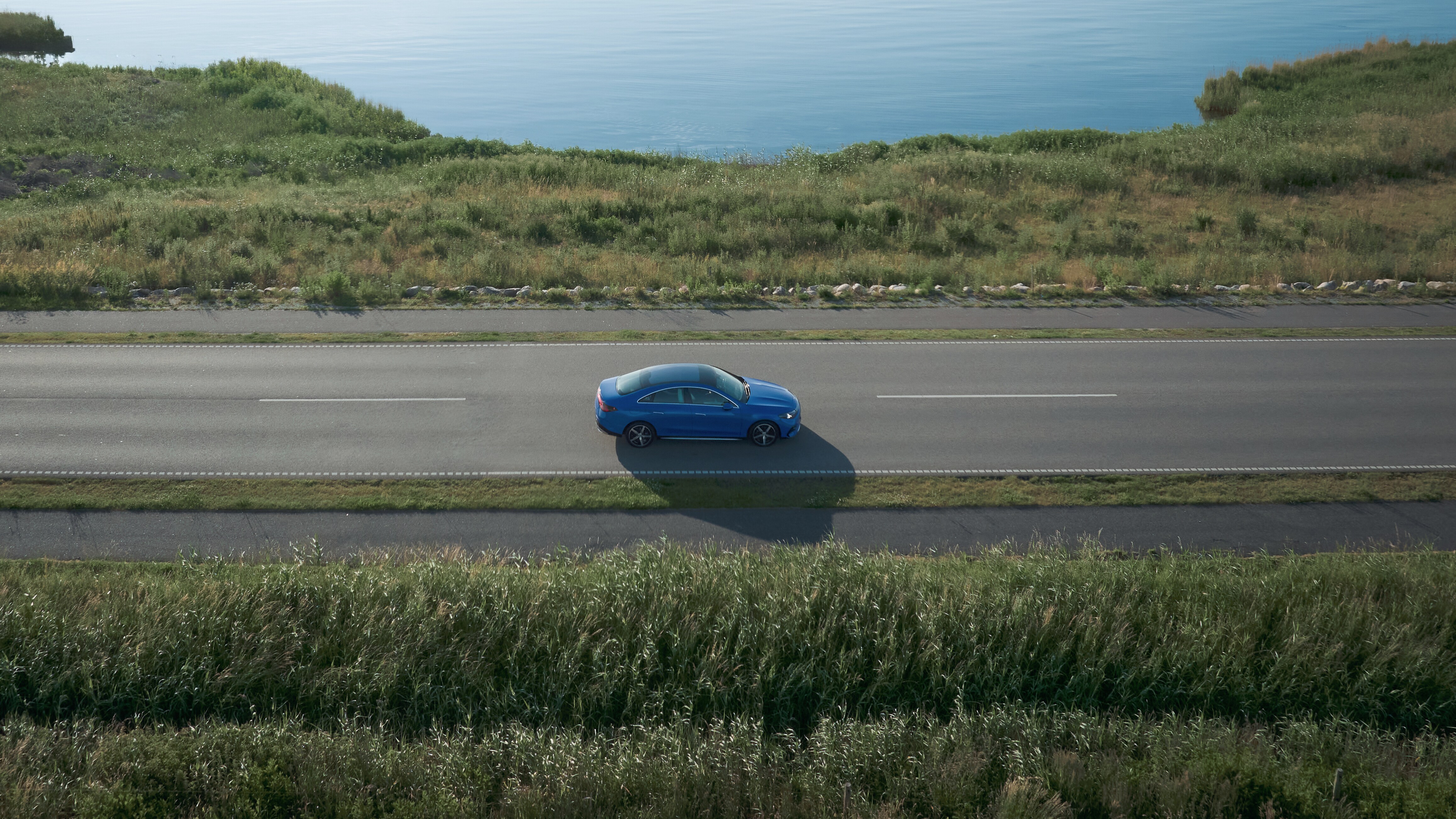 Mercedes-Benz CLA Electric side aerial view