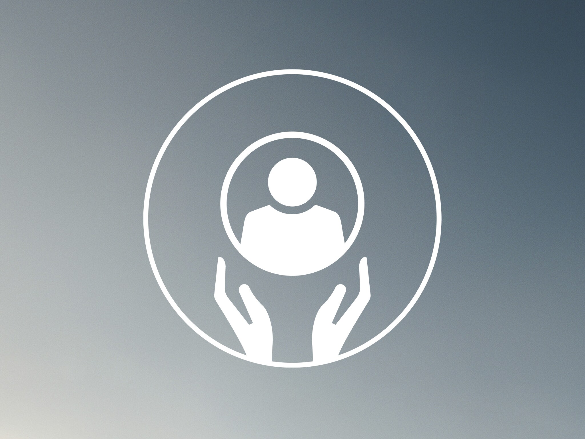 Icon with two hands supporting a human silhouette