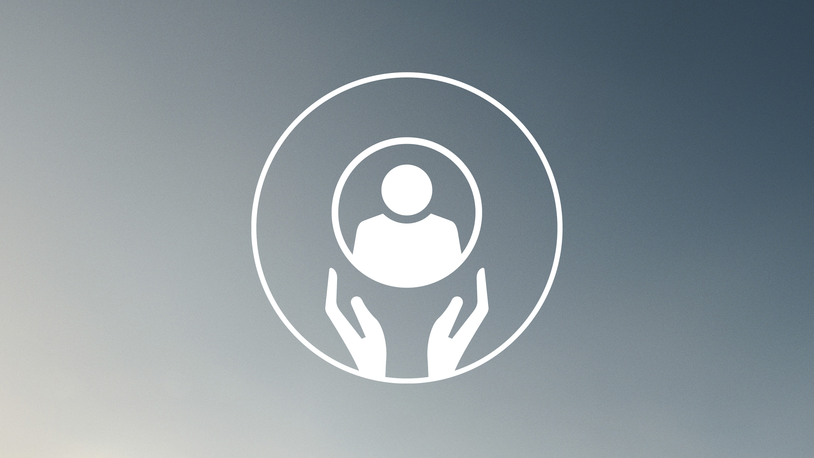 Loyalty icon Icon with two hands supporting a human silhouette