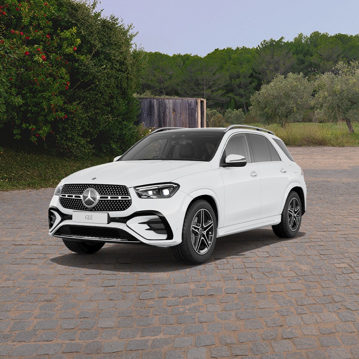 A white GLE 300 d SUV