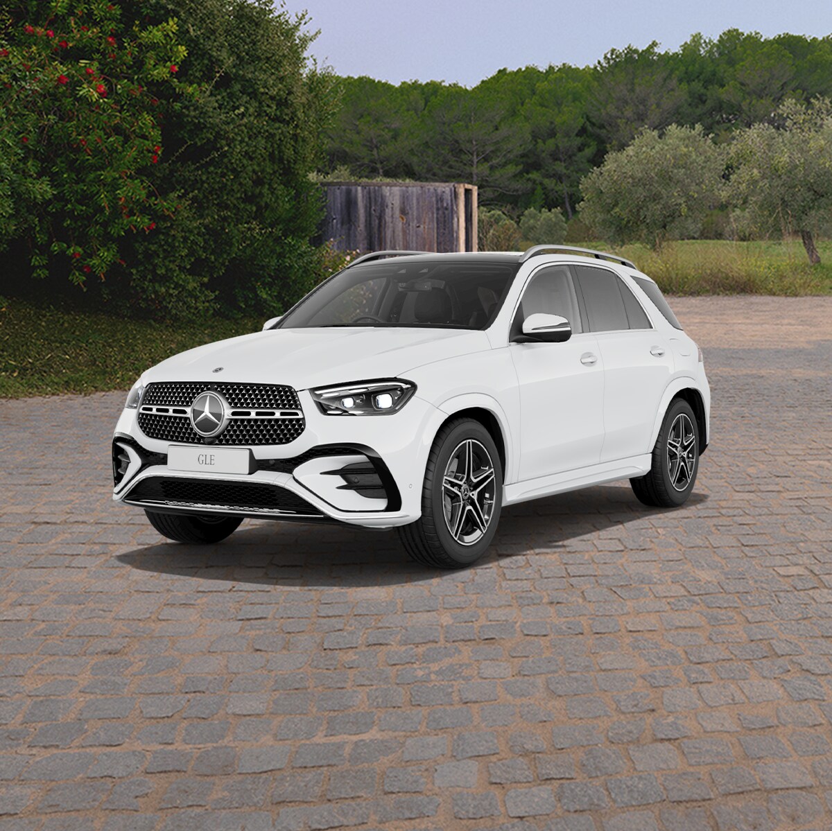 A white GLE 300 d SUV