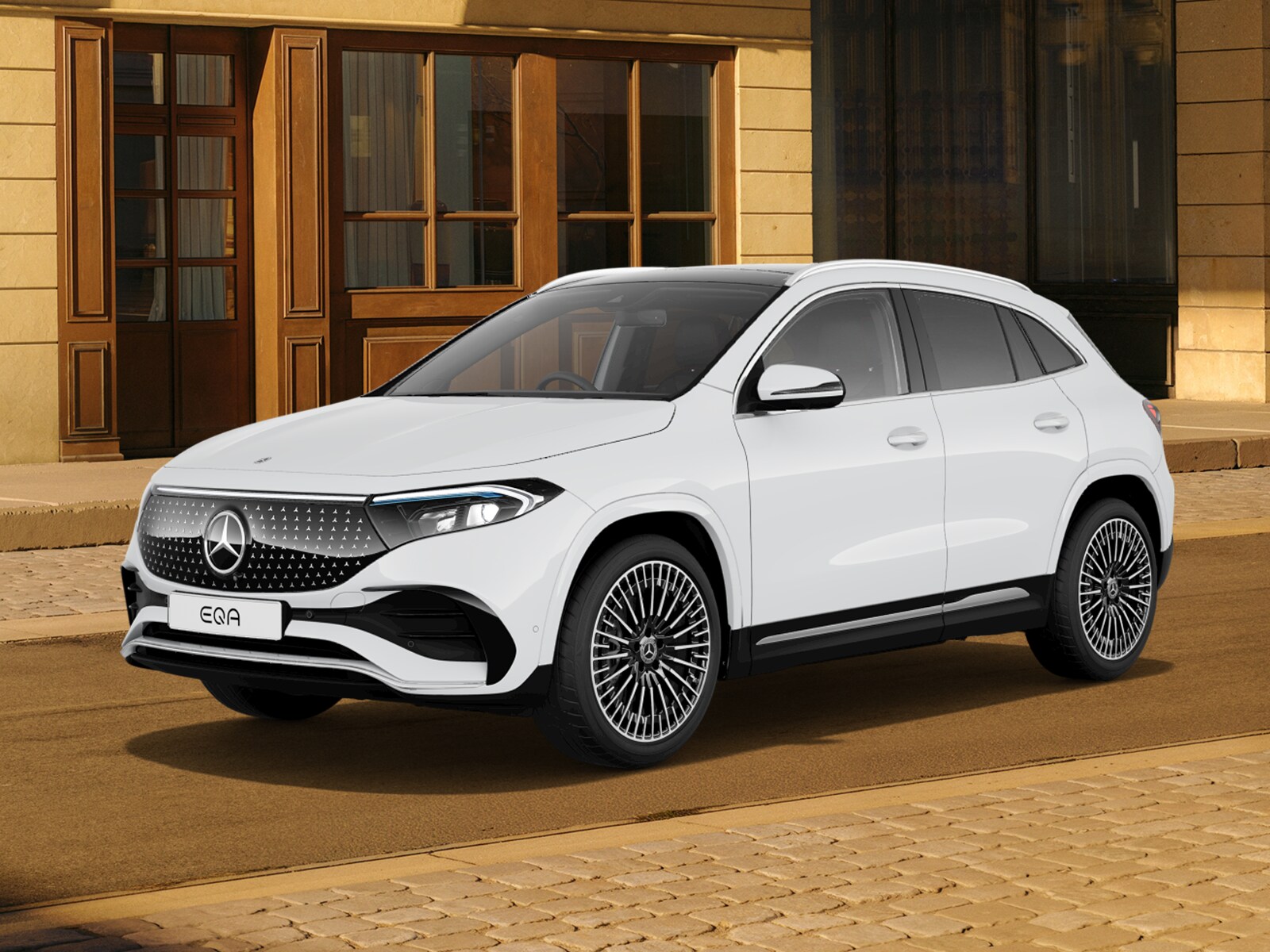 A white SUV parked on the road