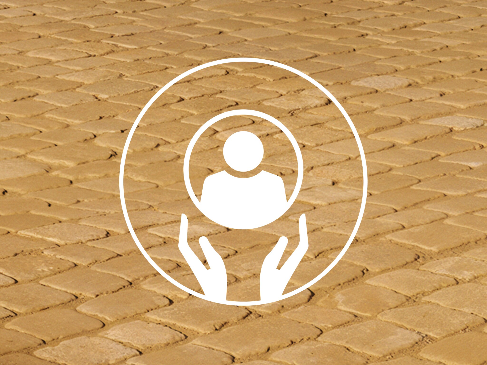 Icon with two hands supporting a human silhouette