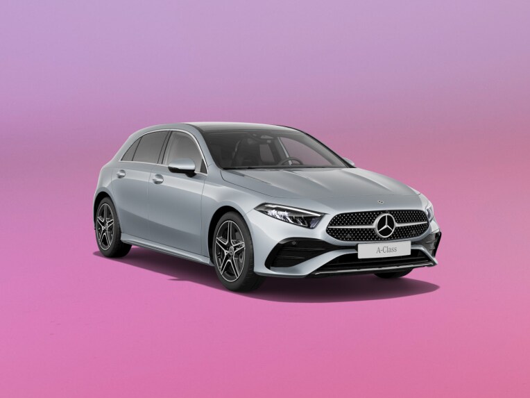 Silver A-Class Hatch on a pink background.