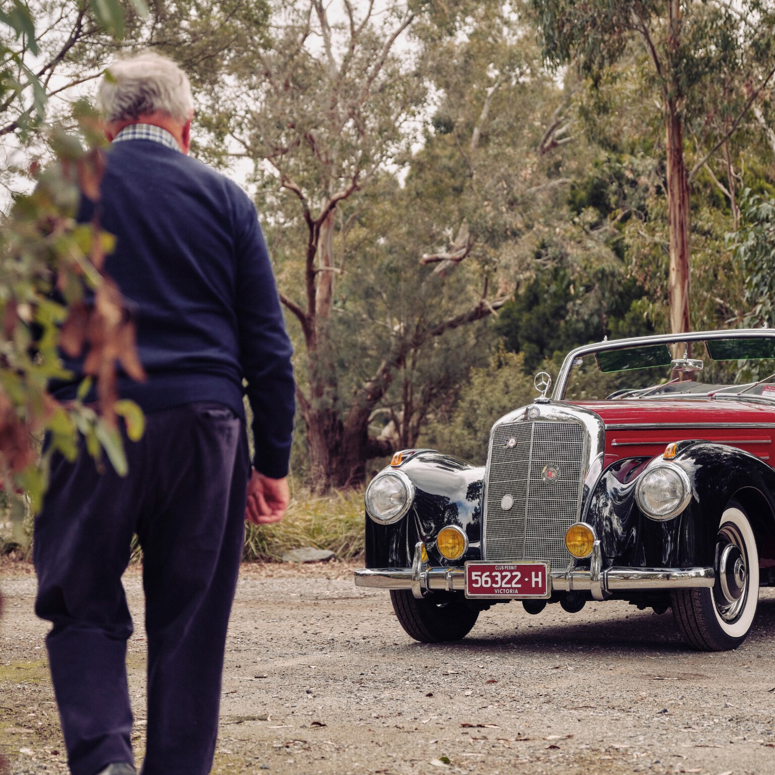 Murray Allen and his restored Mercedes-Benz 220A Cabriolet