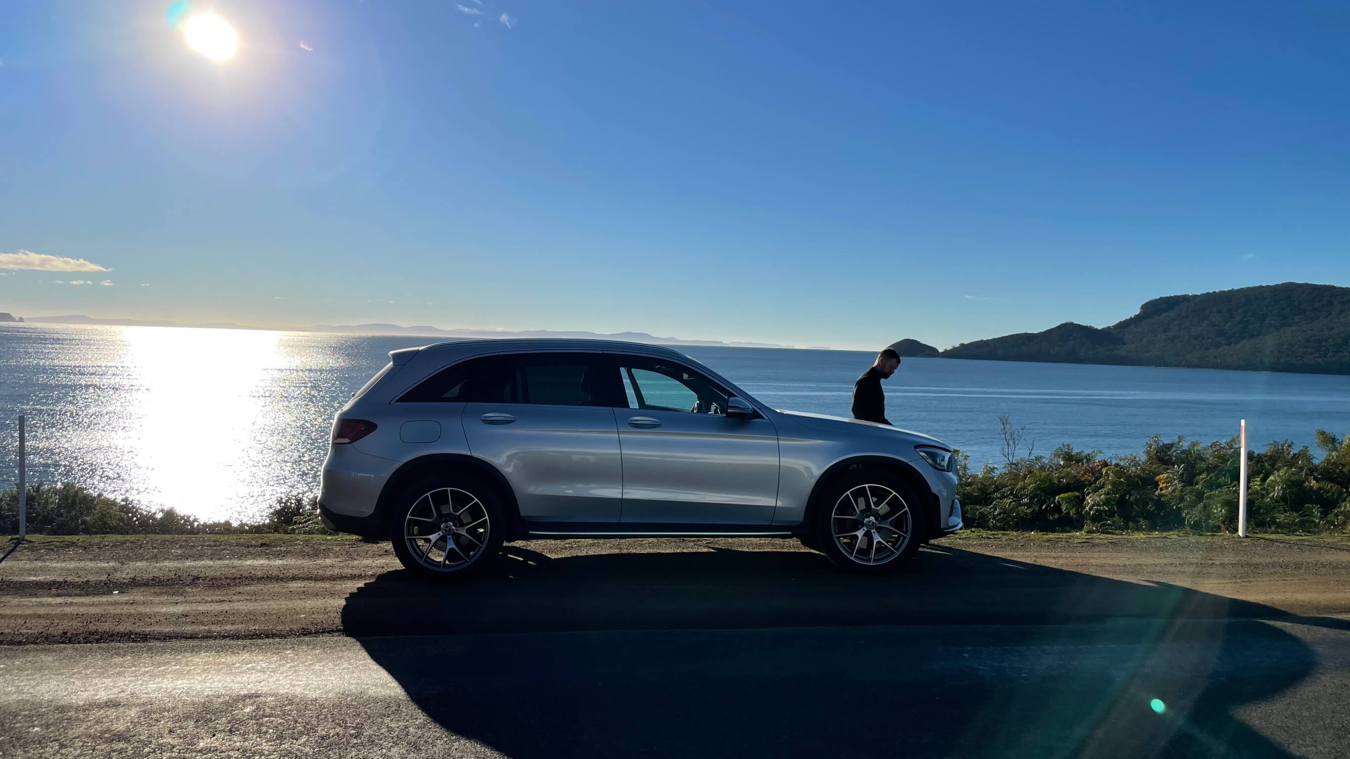 Mercedes SUV on Bruny Island A Mercedes SUV parked by the roadside on Bruny Island, Tasmania