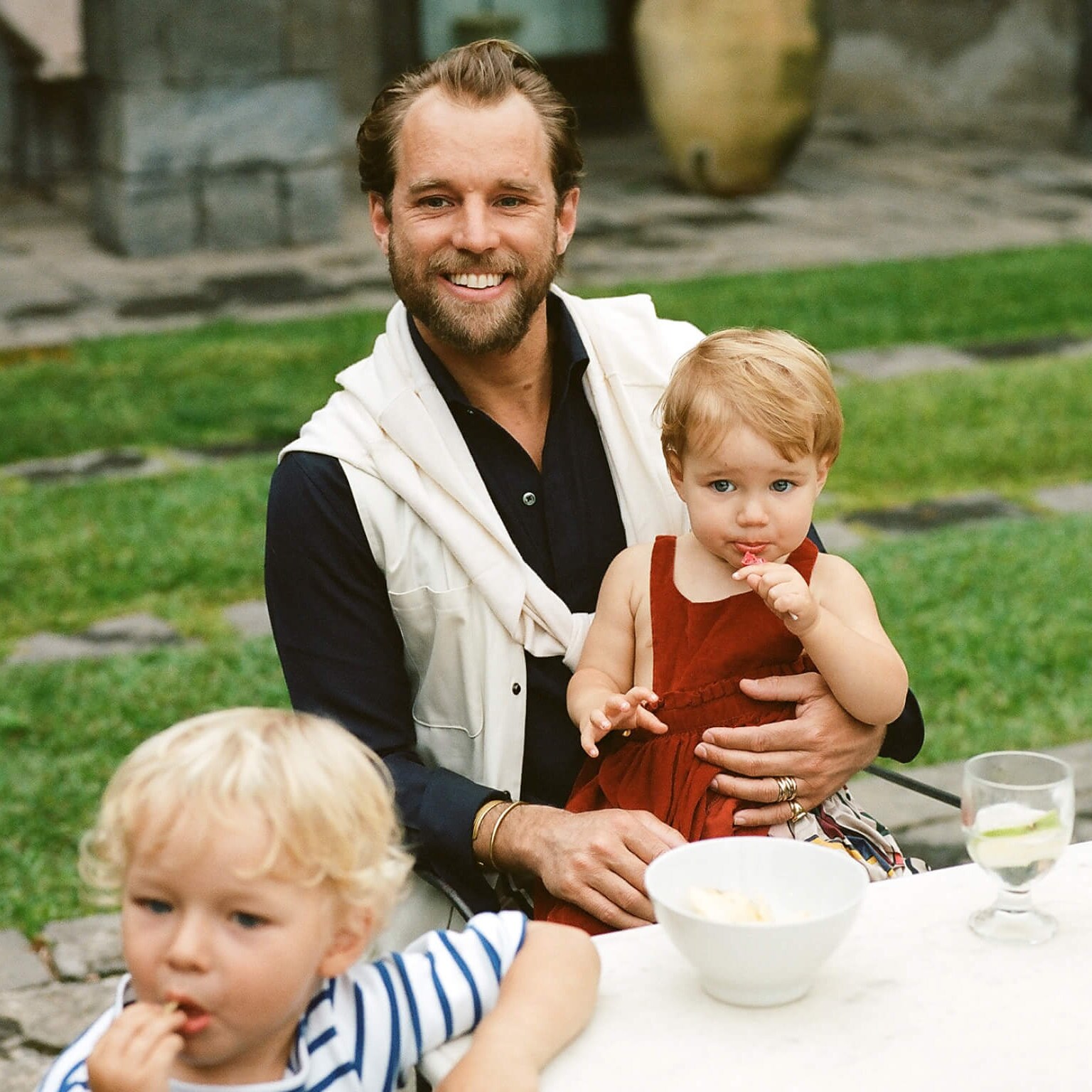 Patrick Johnson with his son and daughter