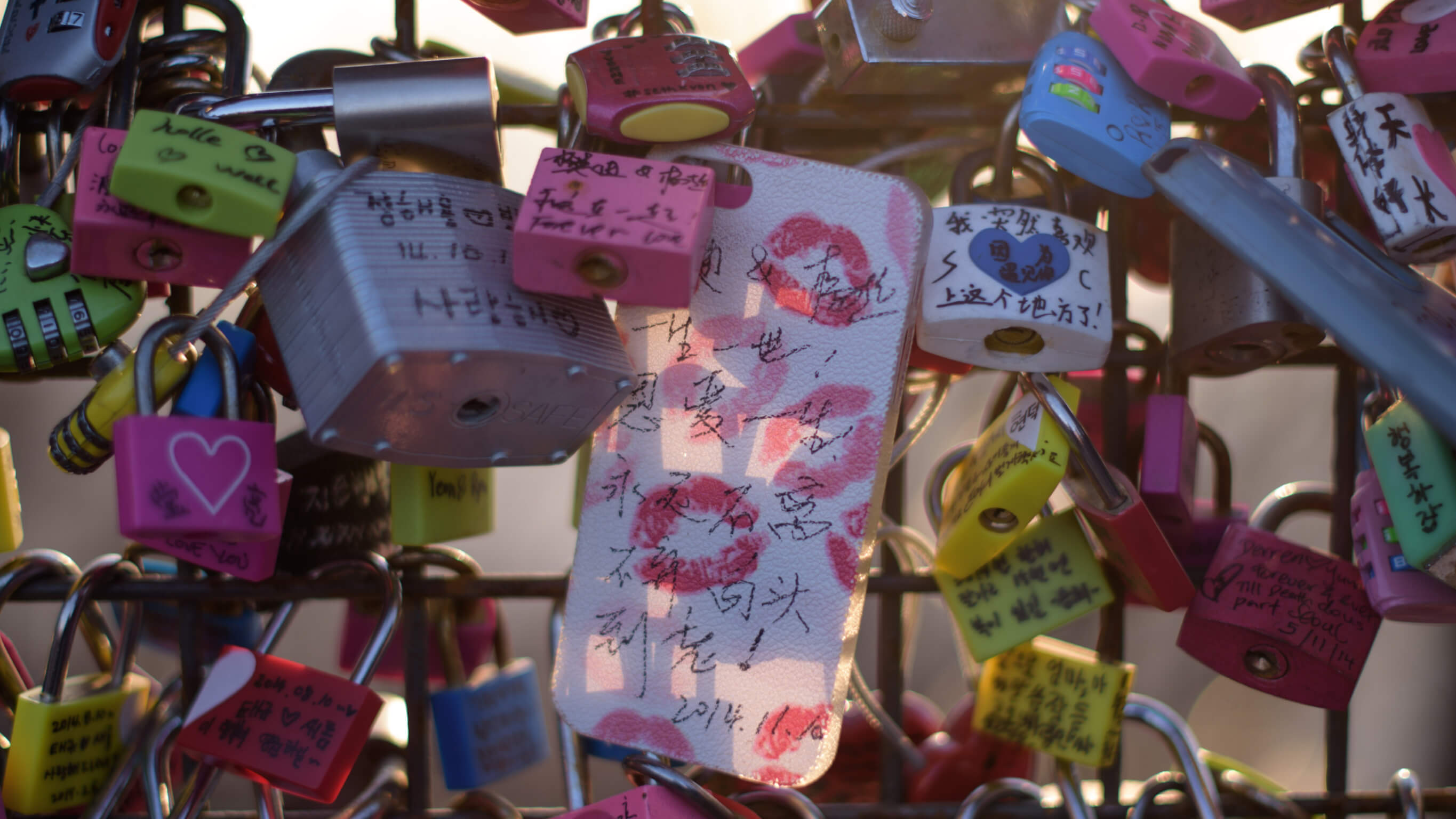 South Korea Romantic messages are displayed on padlocks in Seoul, South Korea.
