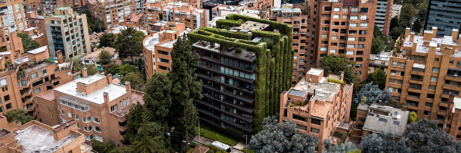 Biophilic design in Bogota A cityscape with a green building at the centre