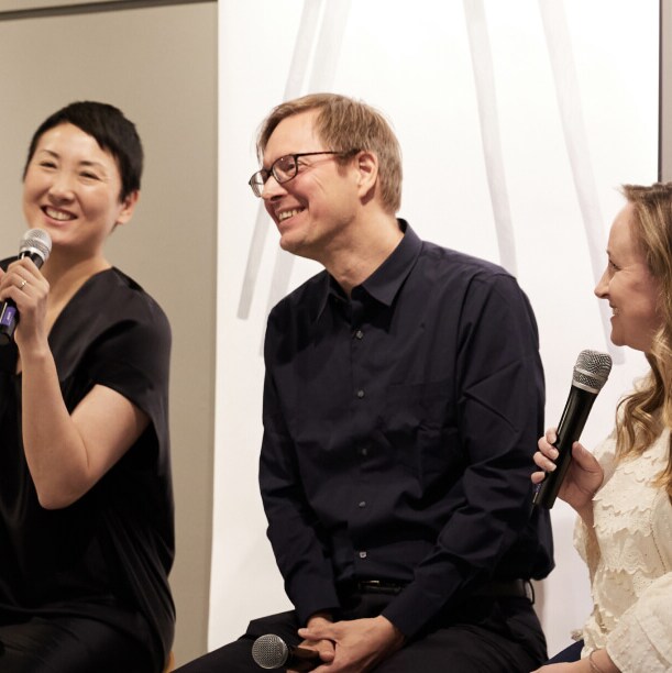Kyoko Inoda and Nils Sveje on stage with Lauren Li