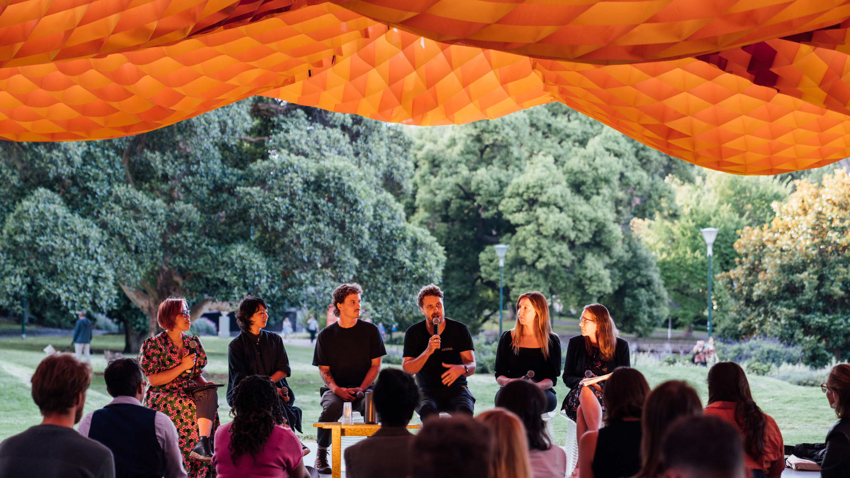 Robbie Neville and the Revival Projects team Robbie Neville and the Revival Projects team talking to an audience.