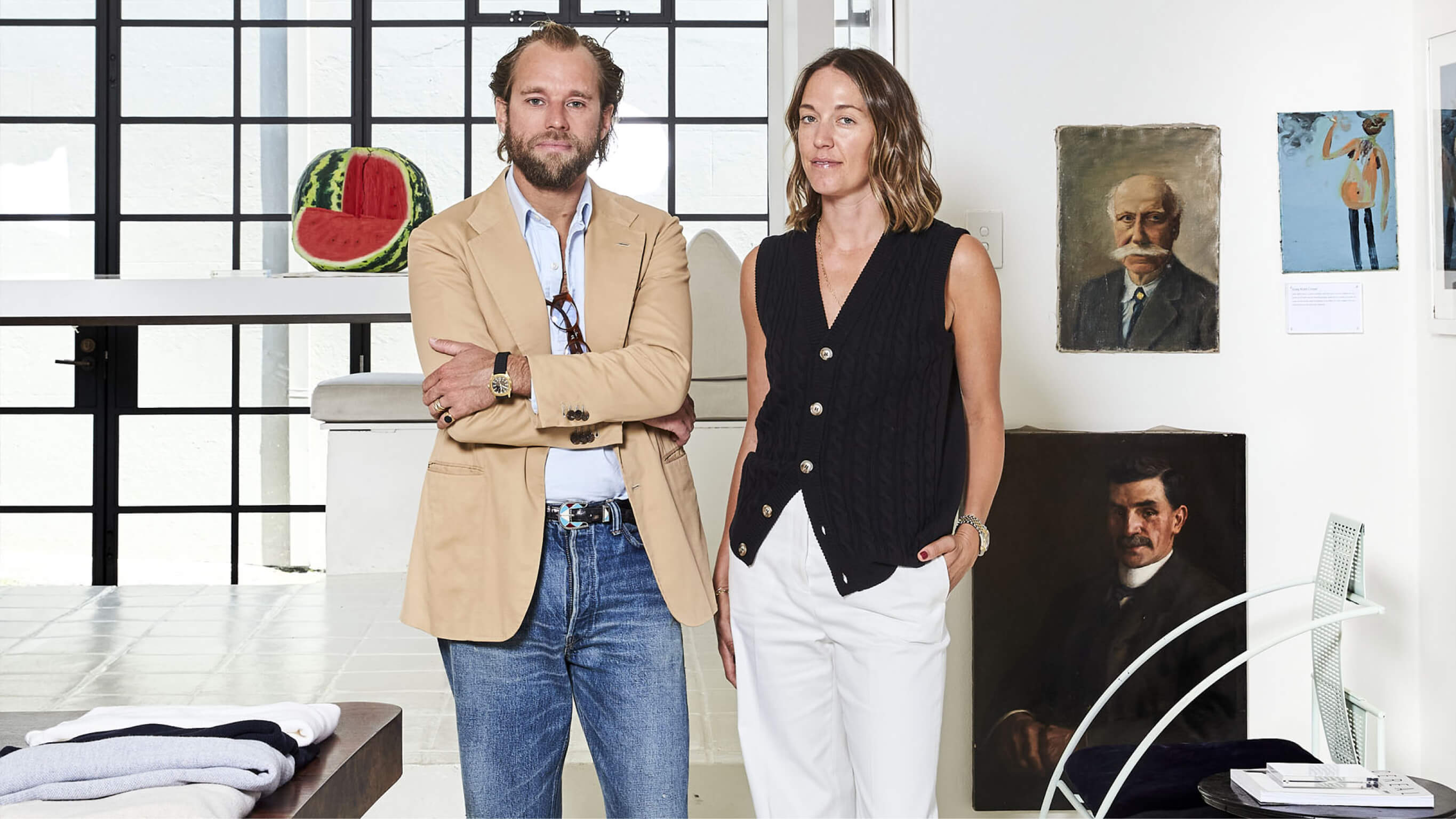 Johnsons_lead Patrick and Tamsin Johnson stand in the P. Johnson showroom in Paddington