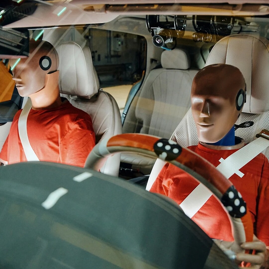 Dummies in a crash-test vehicle