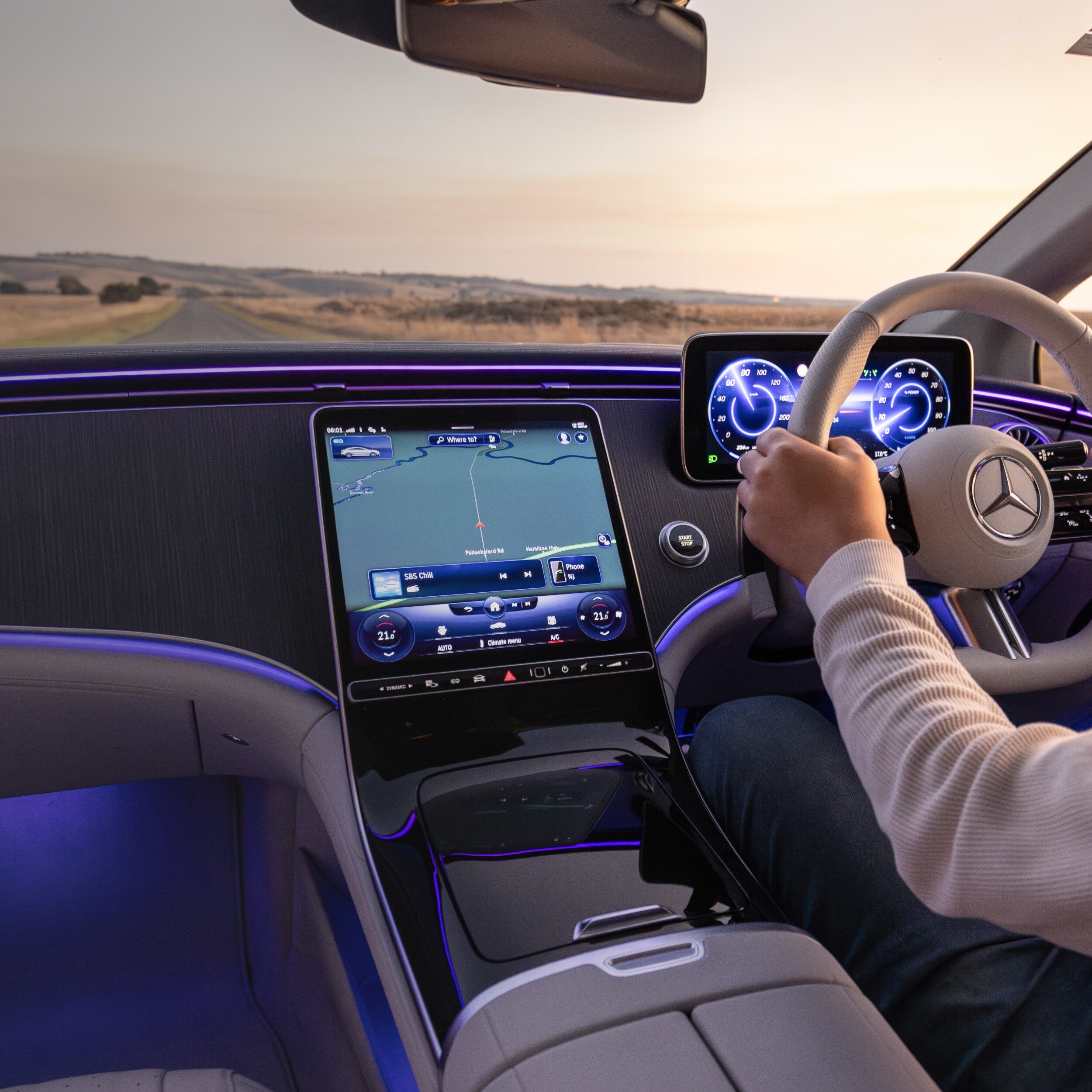 Interior of a Mercedes-Benz EQE 300 Sedan 