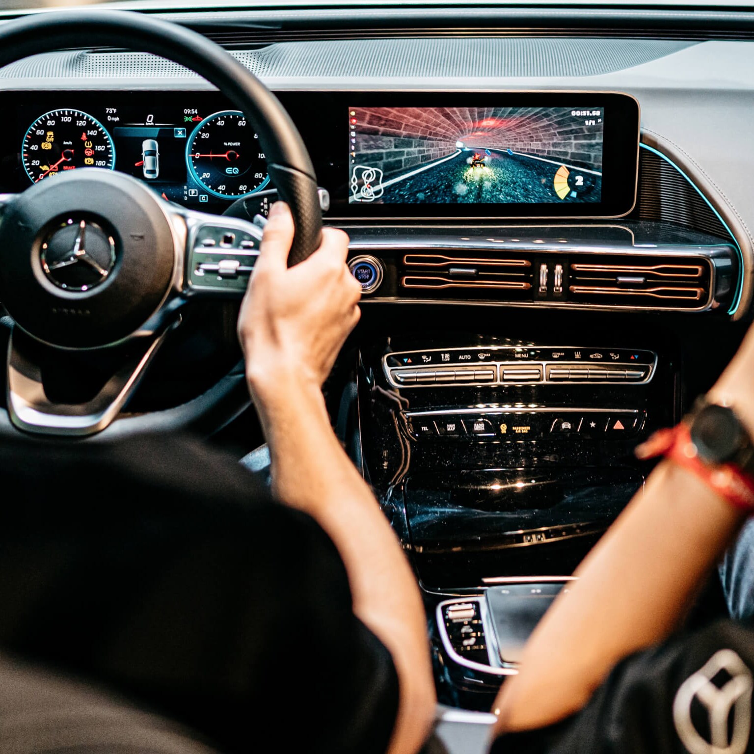 Two people sitting in a car