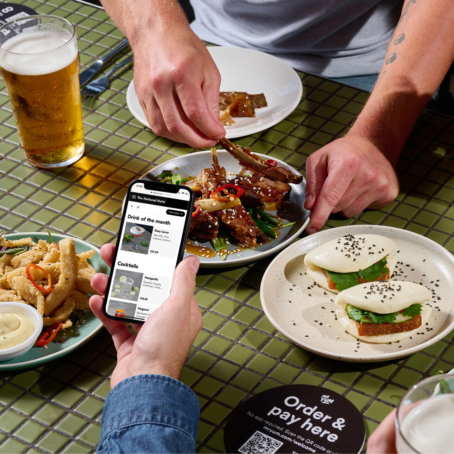 Mr Yum app at a restaurant