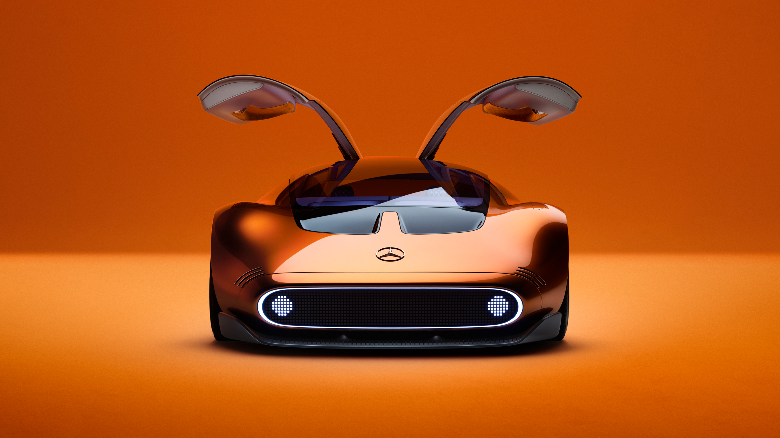 Mercedes-Benz Vision One-Eleven concept car The Mercedes-Benz Vision One-Eleven concept car with its signature gullwing doors open.