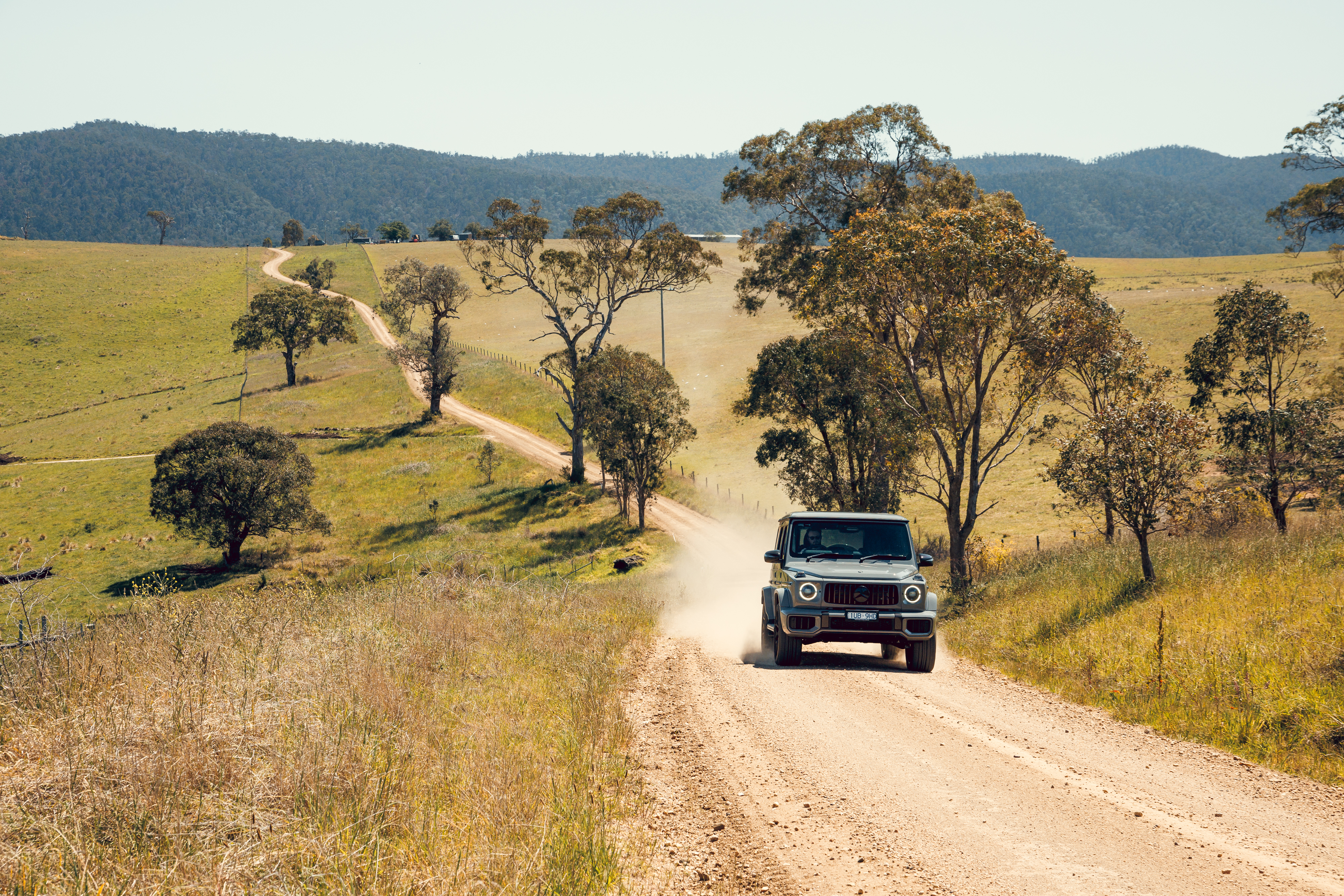 Mercedes-AMG G 63 driving on a dirt road Mercedes-AMG G 63 driving on a dirt road. Image credit/photographer: Nathan Jacobs