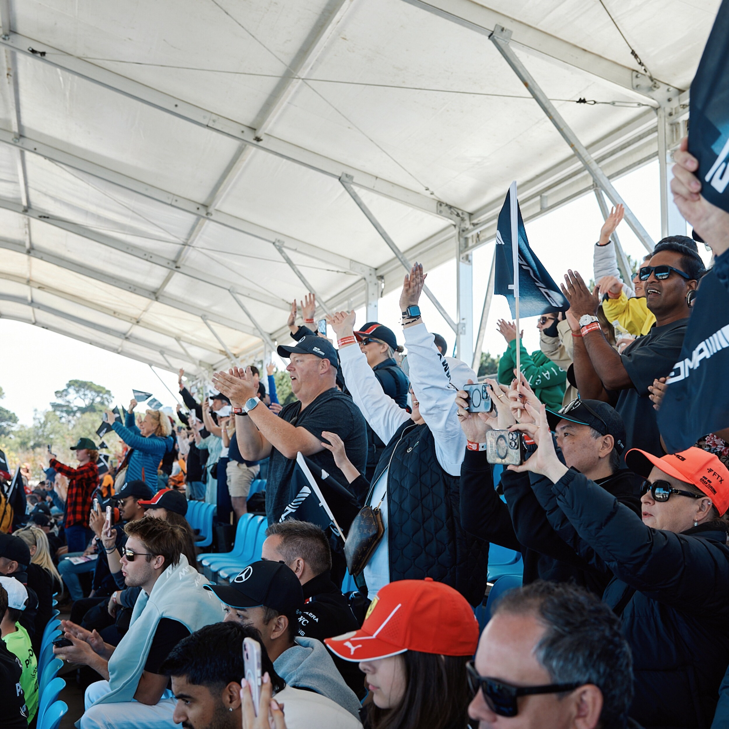 The crowd at the Mercedes-AMG Grandstand at the 2024 F1 Australian Grand Prix