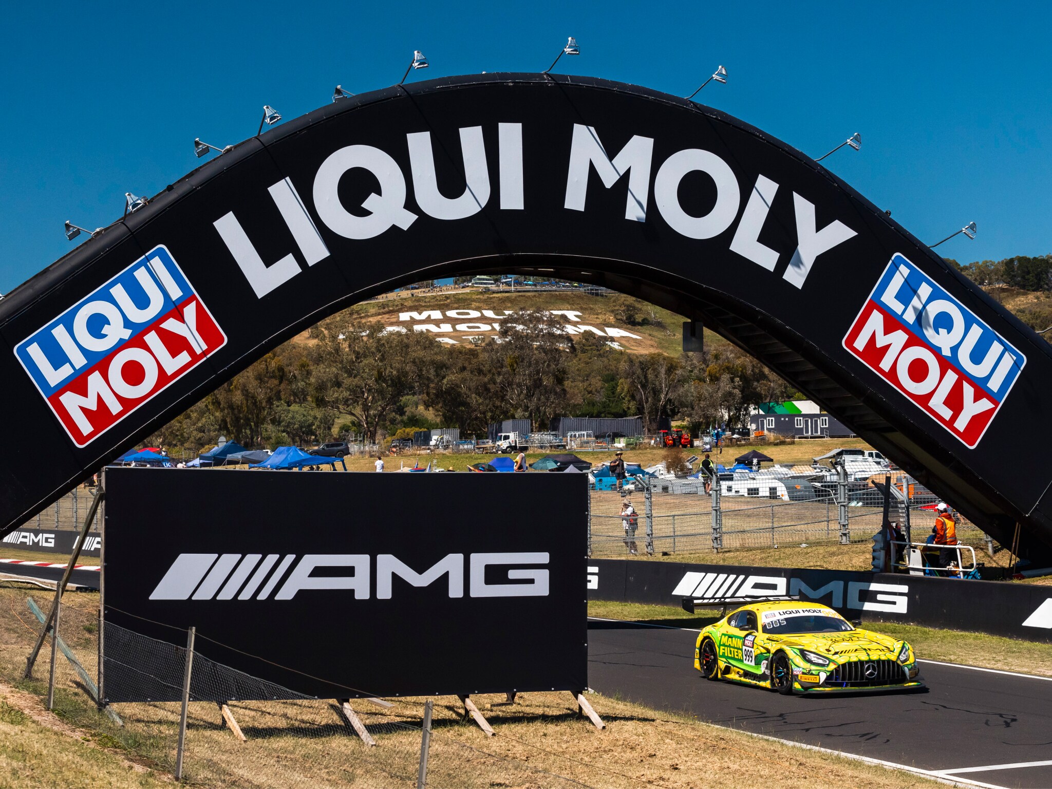 Mercedes-AMG signage at the 2023 Bathurst 12 Hour. Image credit/photographer: Mark Horsburgh