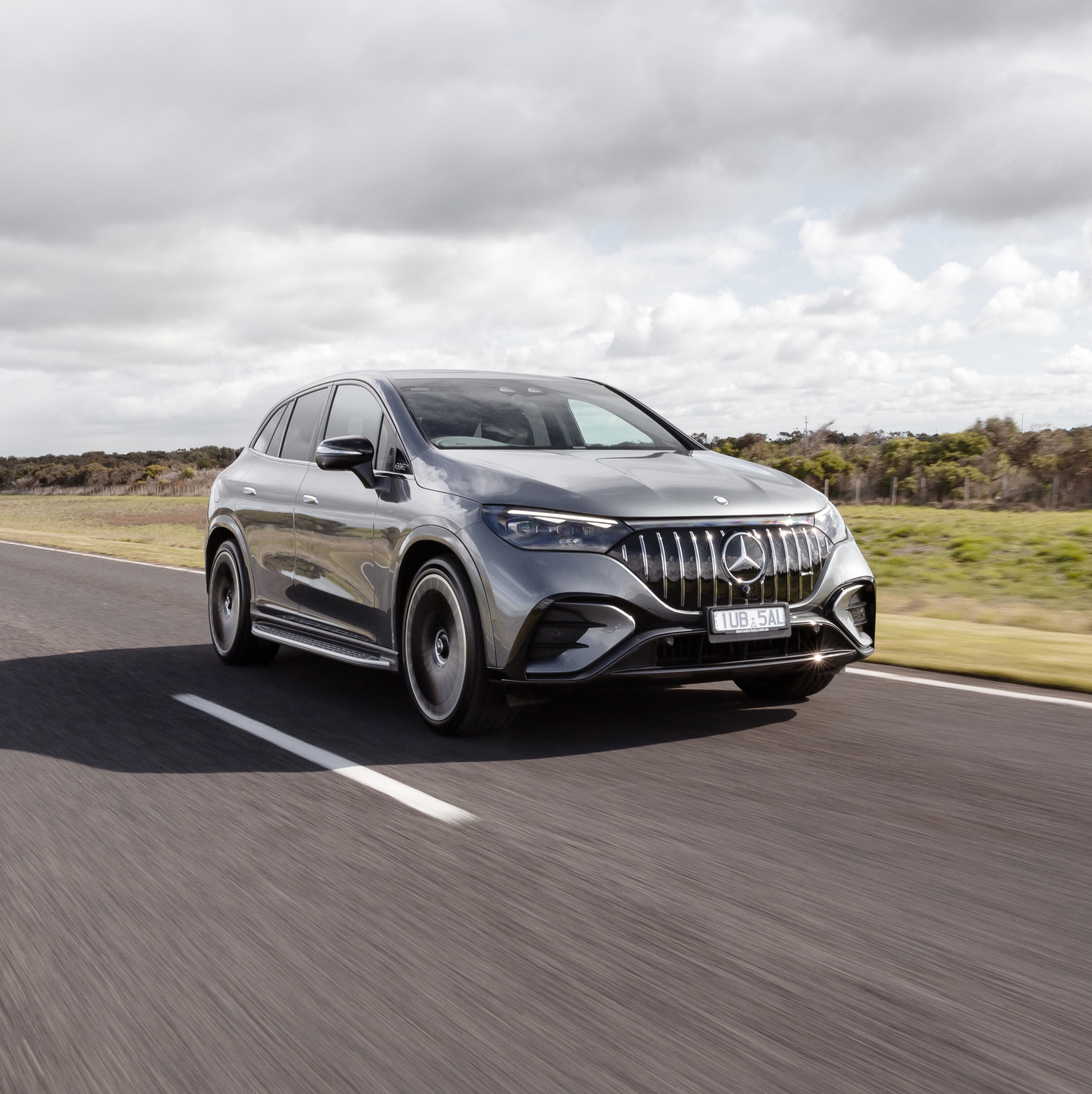 Mercedes-AMG EQE 53 SUV driving on a road
