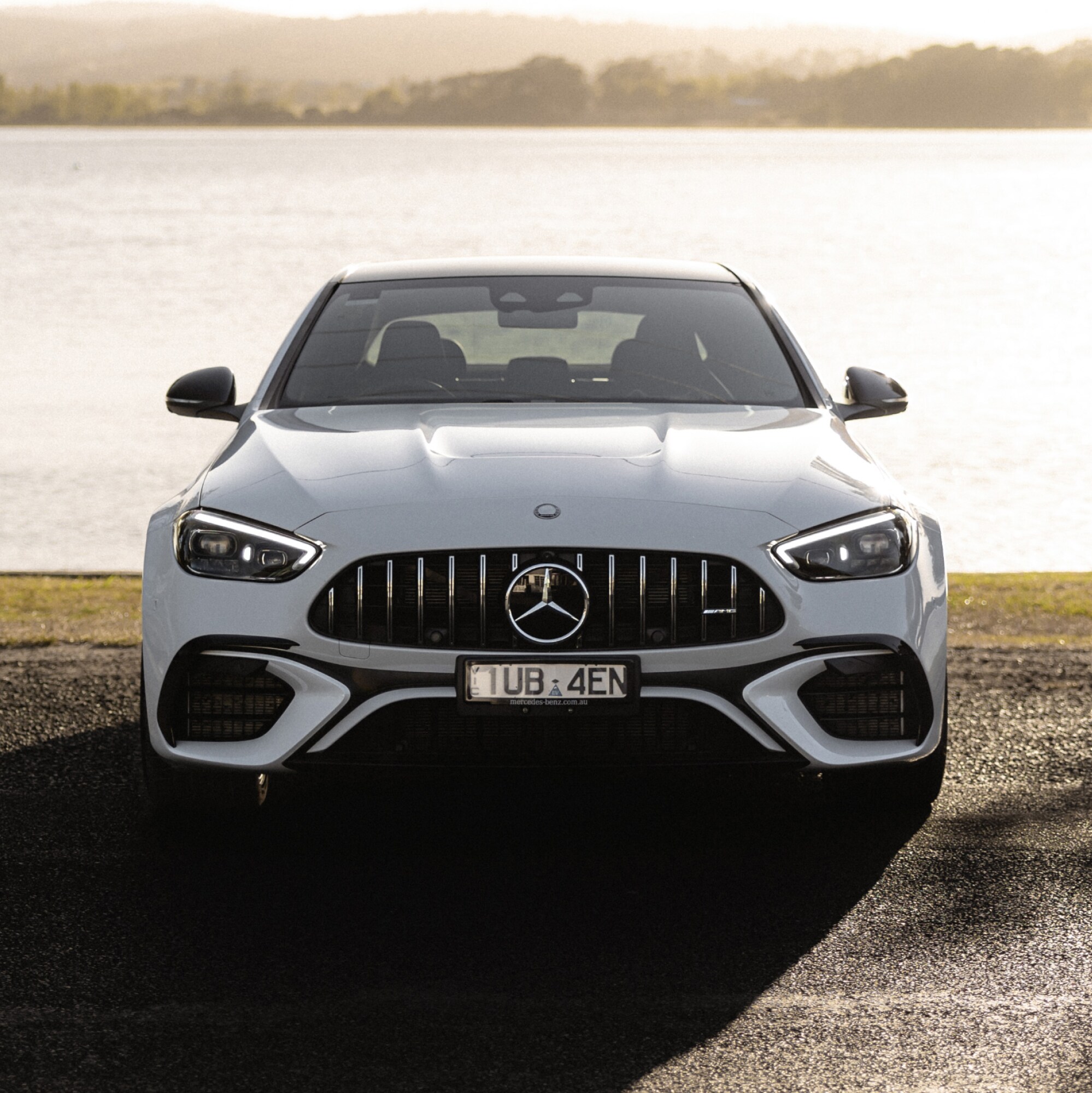 A white Mercedes-AMG C 63 S E PERFORMANCE. Image credit/photographer: Jr Ross