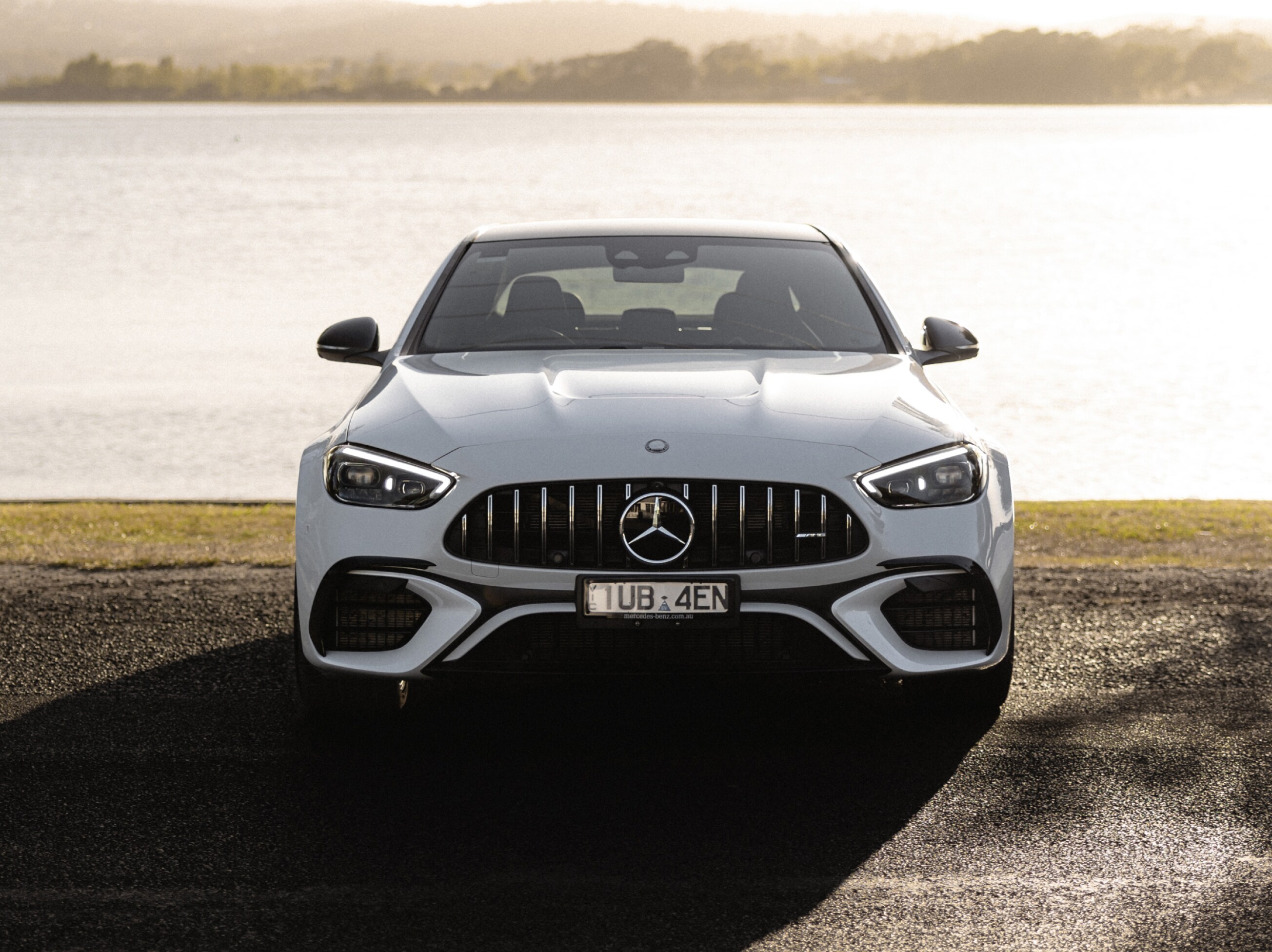 A white Mercedes-AMG C 63 S E PERFORMANCE. Image credit/photographer: Jr Ross