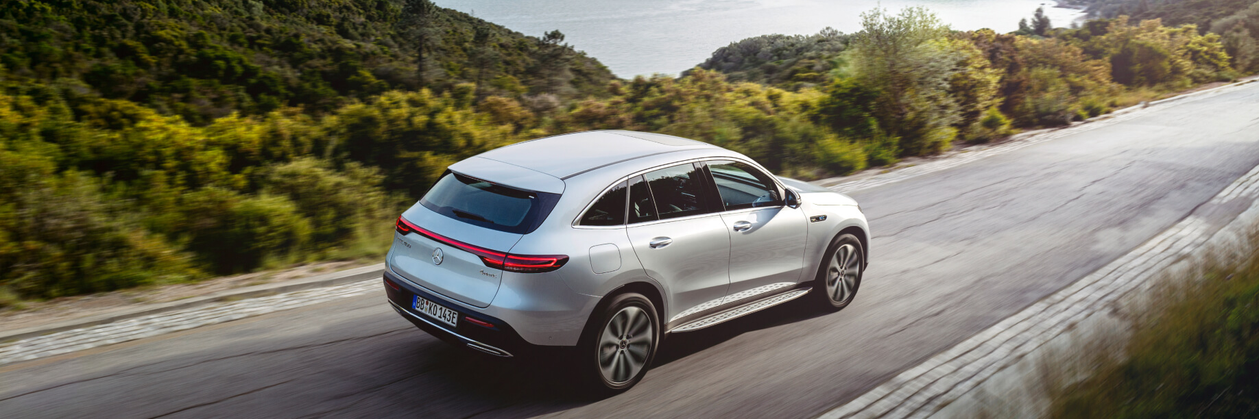 EV range 1 Mercedes-Benz EQC on the road