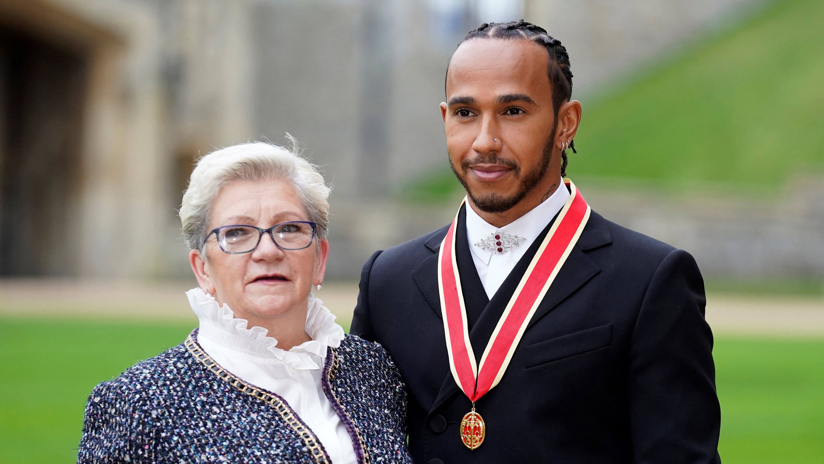 Lewis Hamilton with his mother Carmen Lockhart Lewis Hamilton with his mother Carmen Lockhart at Windsor Castle