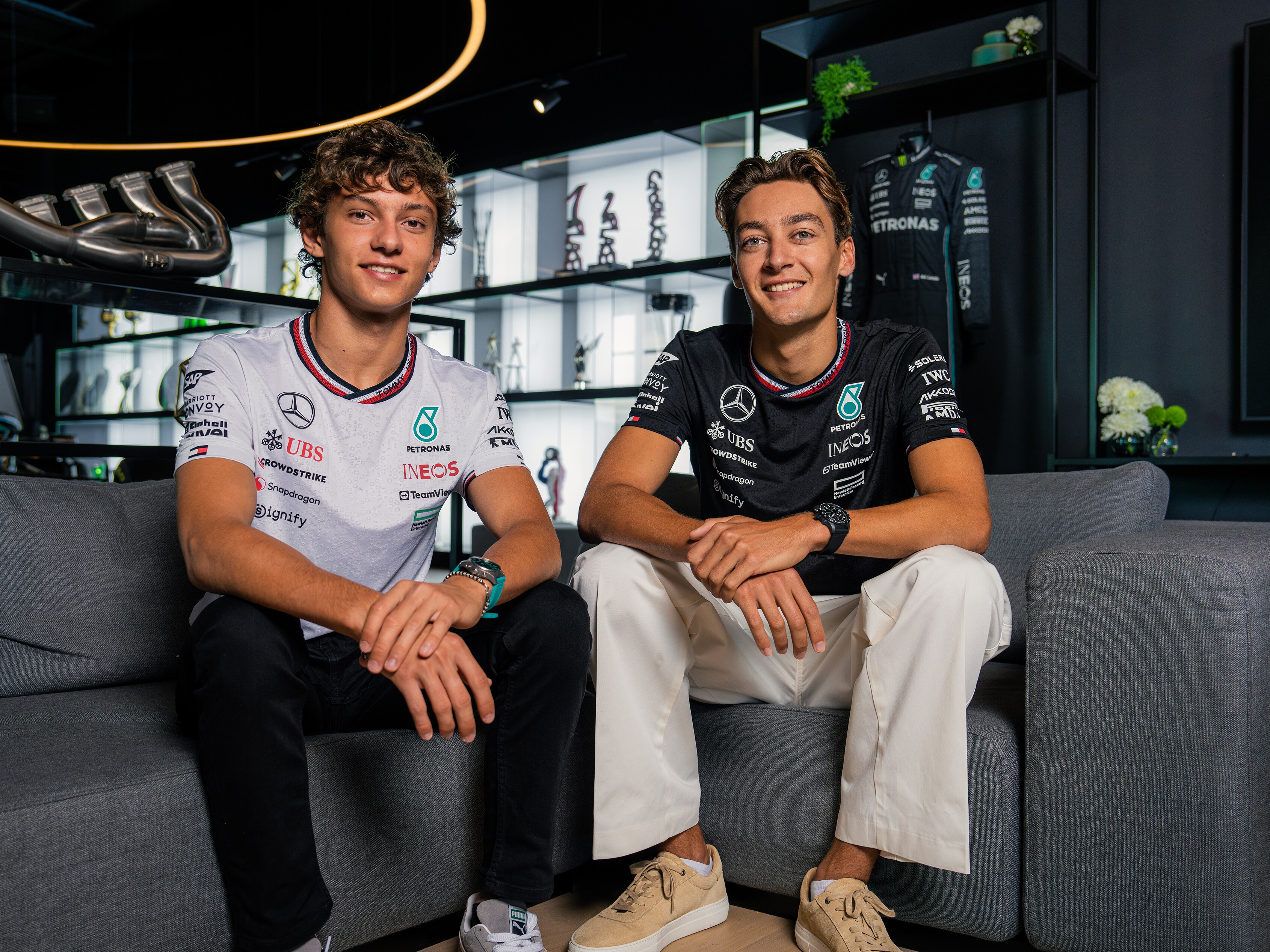 Christine Centenera and Edwina McCann speaking on-stage at the Mercedes-AMG Lounge. Image credit/photographer: Dan Castano