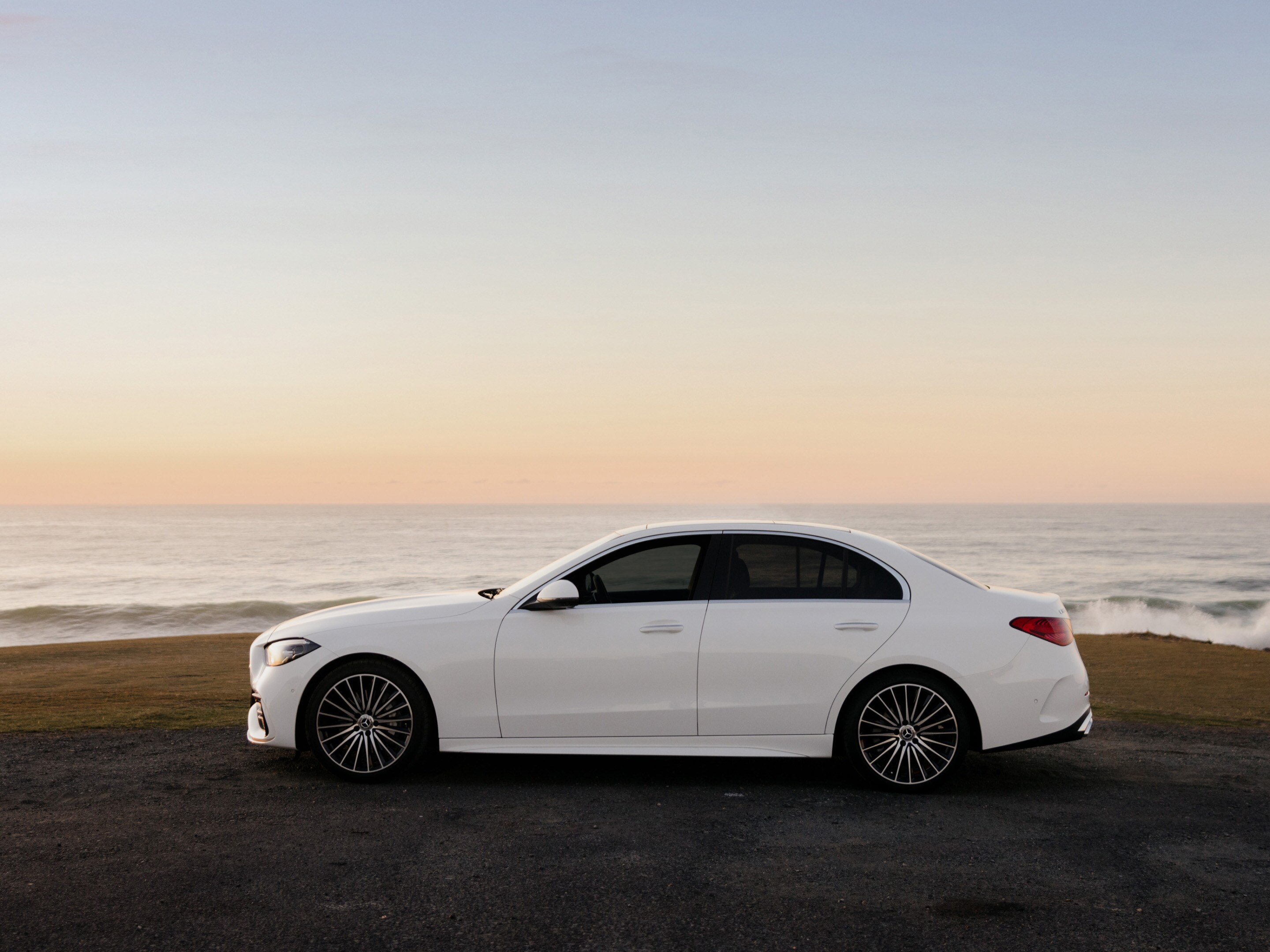 A Mercedes-Benz C-Class Sedan on the road. Overseas model shown. Image credit/photographer: Paul Blanford