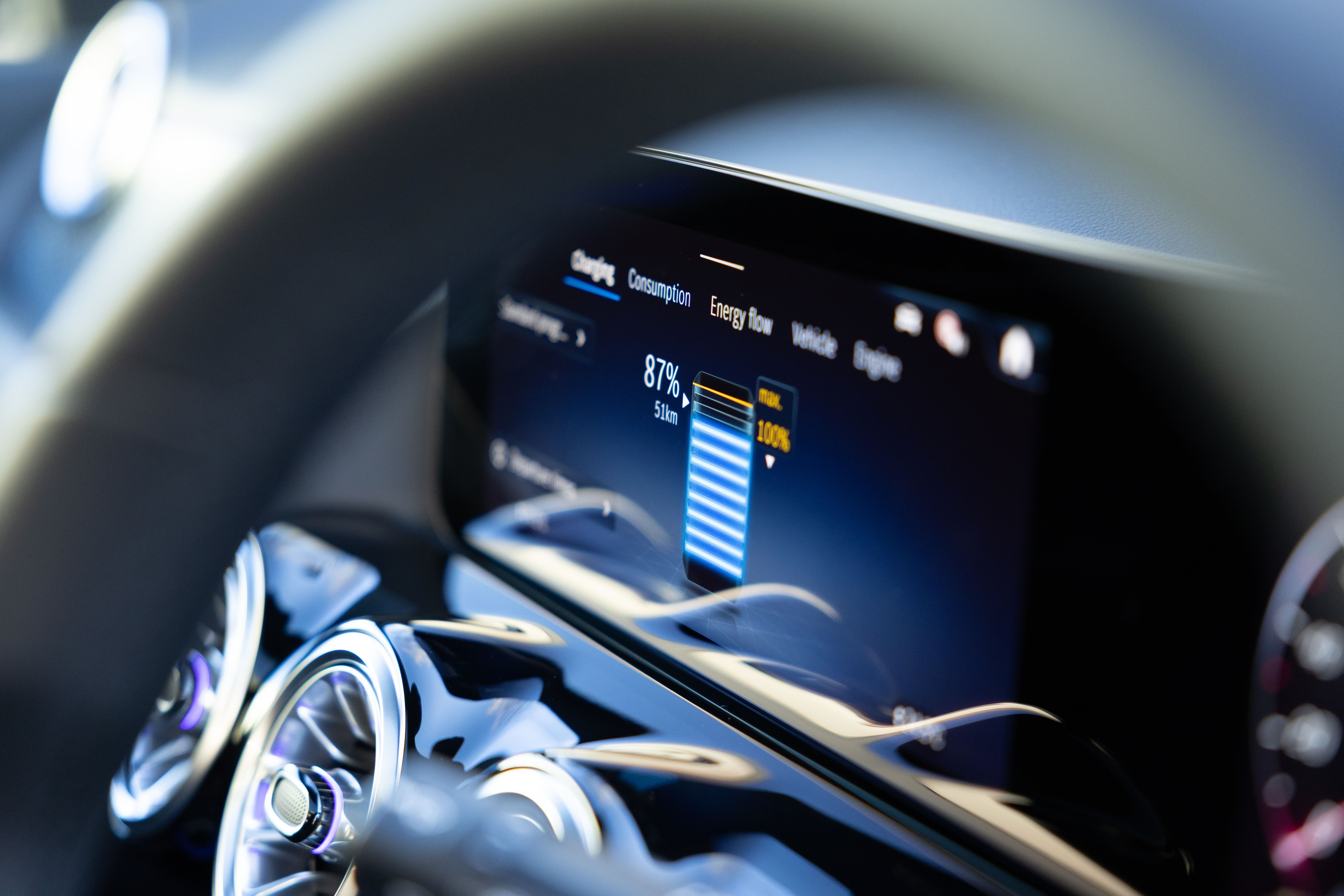 Mercedes-Benz dashboard A close of the Mercedes-Benz dashboard