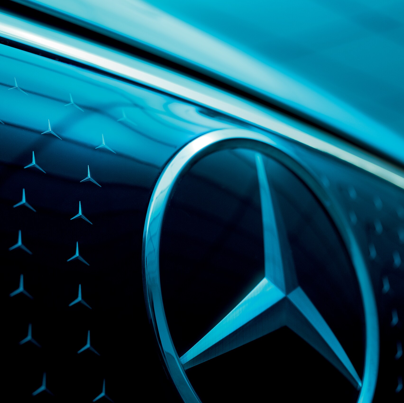 Front of an electric Mercedes-Benz vehicle.