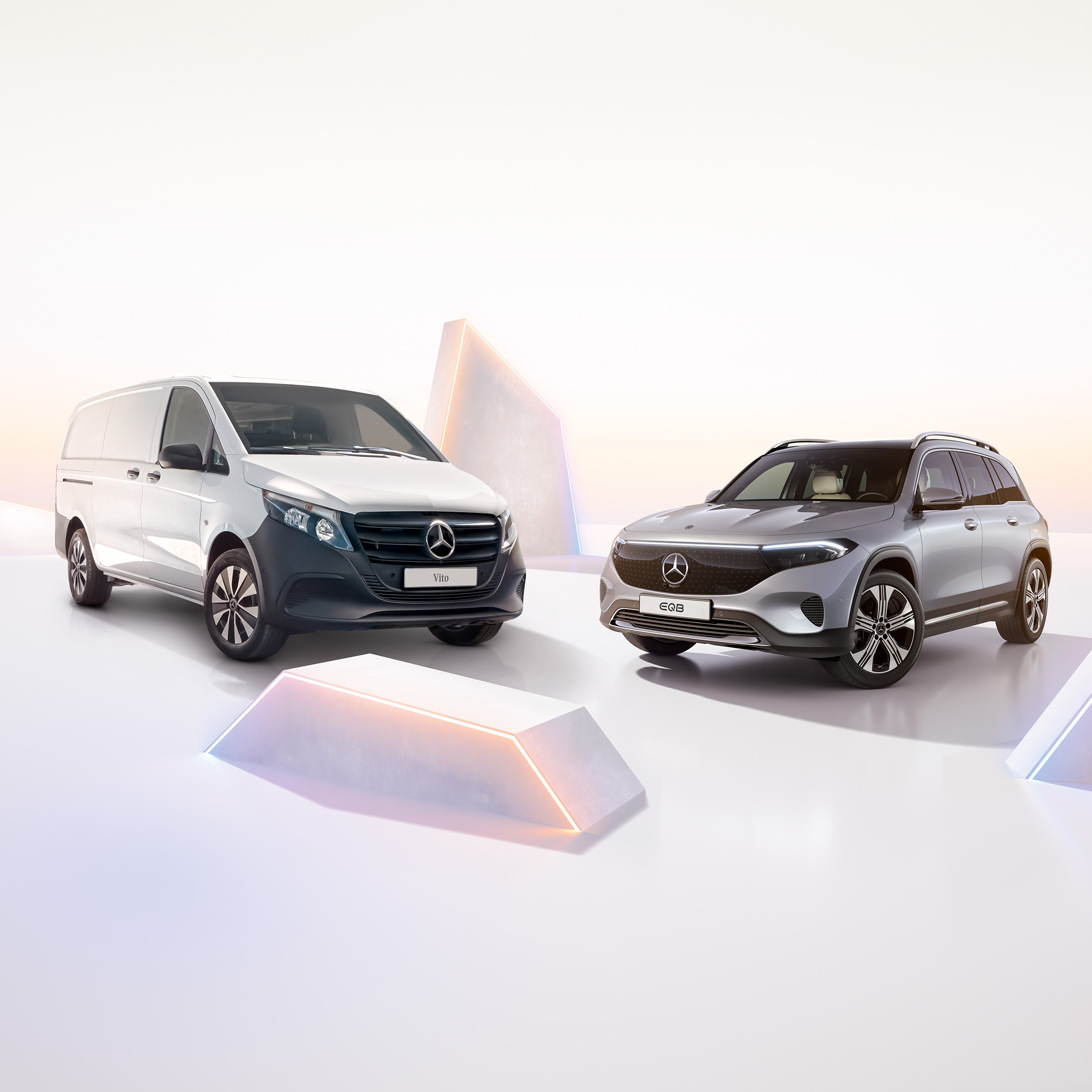 Mercedes-Benz Novated Leasing A Mercedes-Benz Van and Vehicle parked next to each other.