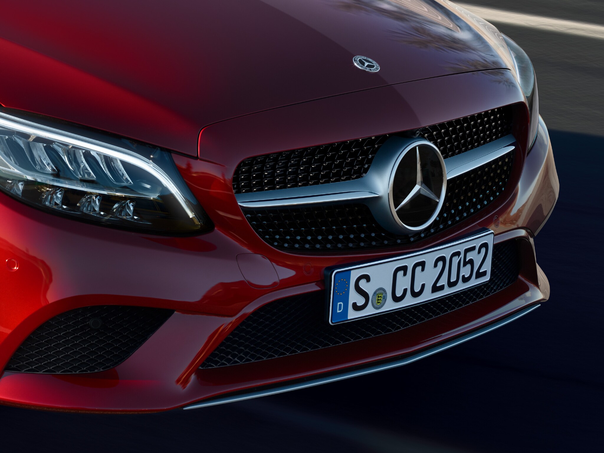 A front view of the C-Class Coupé.