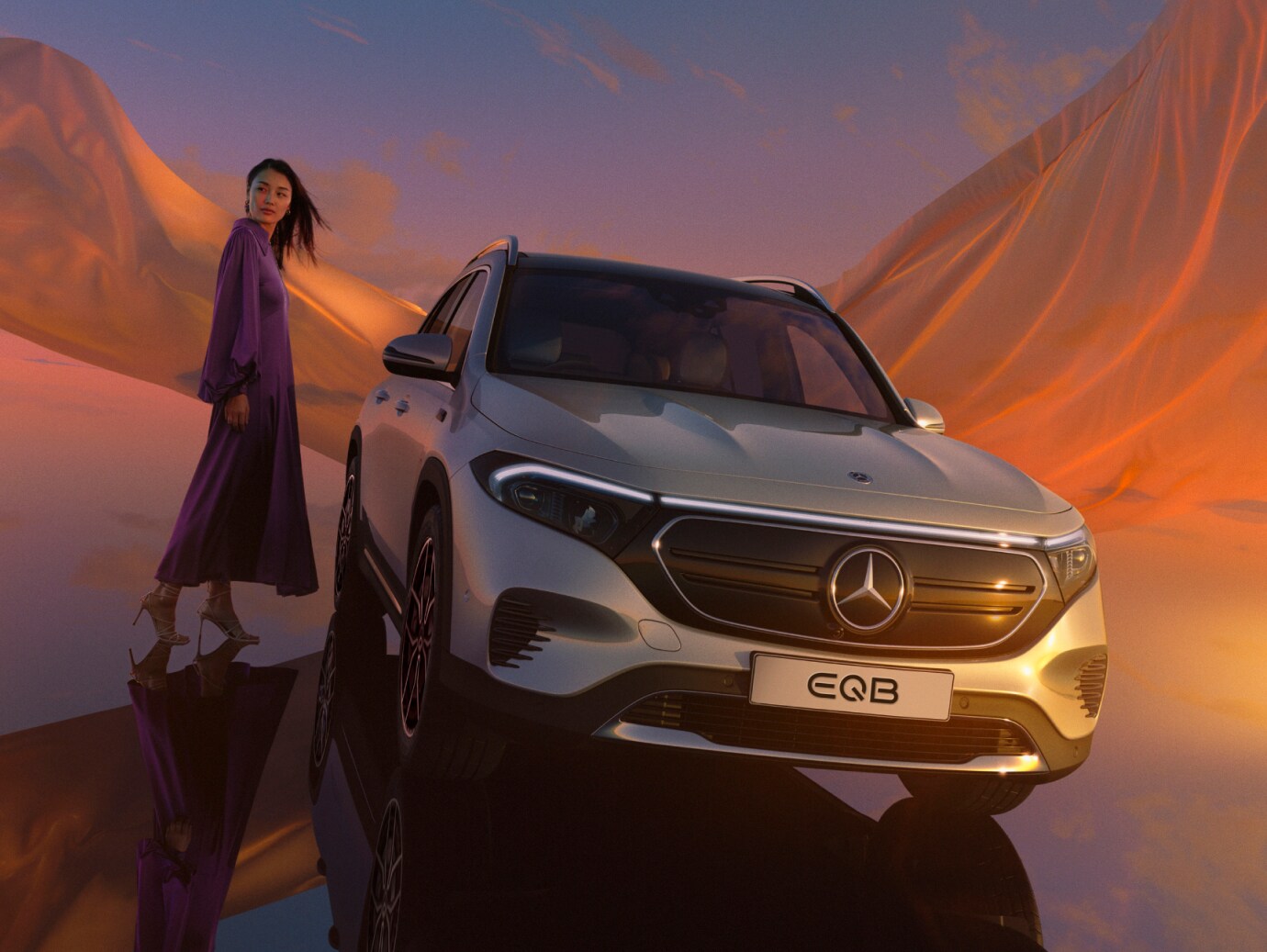The EQB by Mercedes-Benz in a front view.