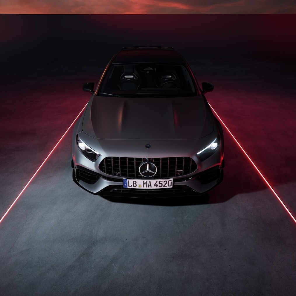 The Mercedes-AMG A 45 S 4MATIC+ Final Edition in MANUFAKTUR mountain grey MAGNO or Night Black.