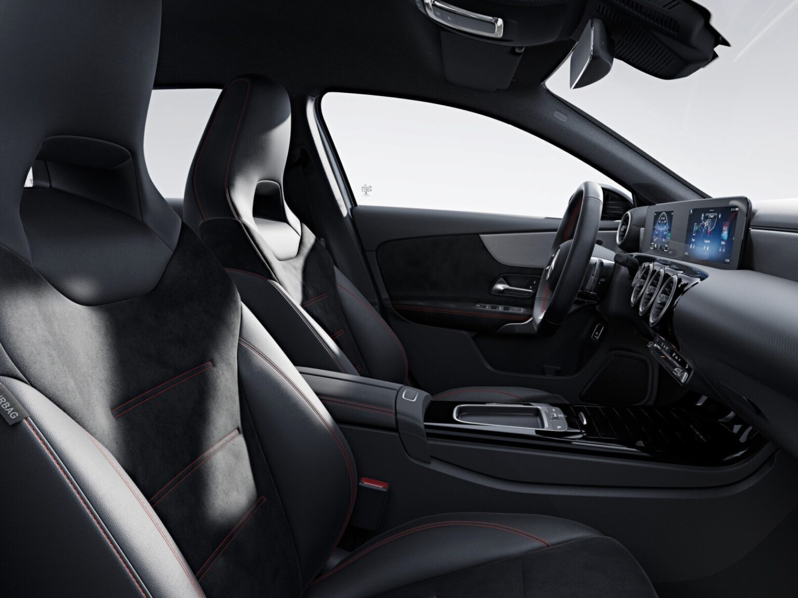 The interior of the A-Class Hatchback from Mercedes-Benz with the AMG Line equipment line.