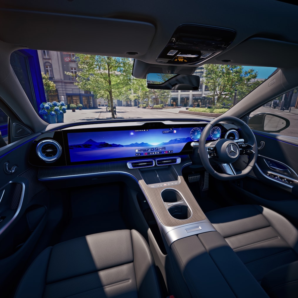 The MBUX Hyperscreen of the all-new electric C-Class from Mercedes-Benz.