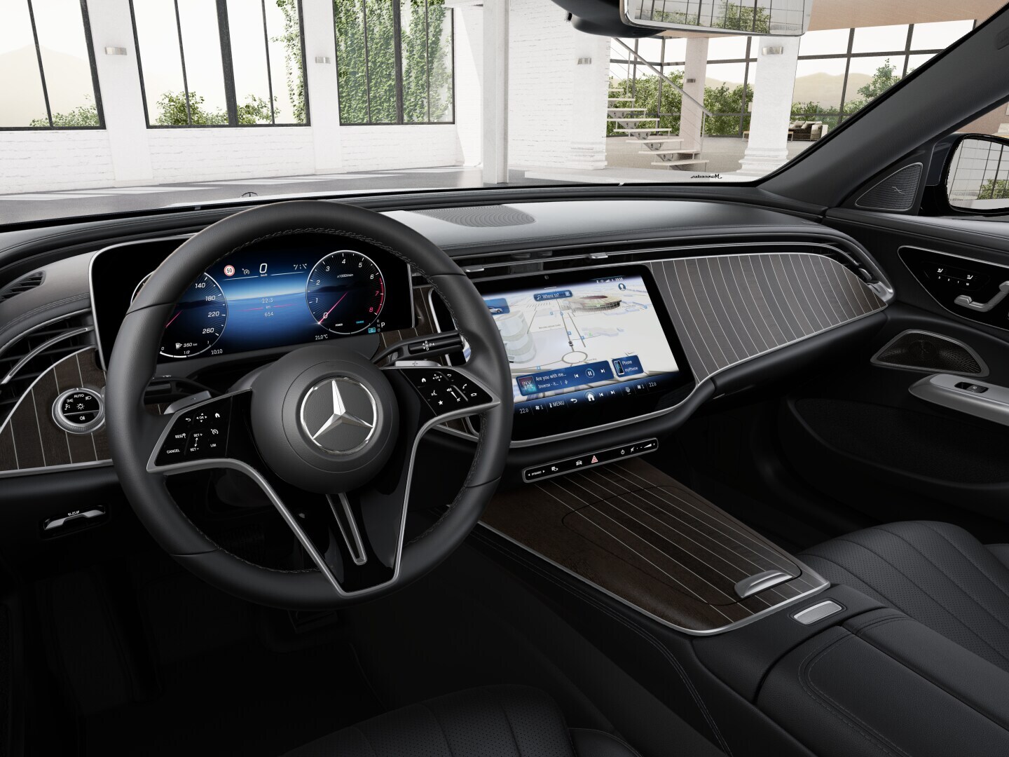 The interior of the new E-Class Saloon from Mercedes Benz with the EXCLUSIVE equipment line.