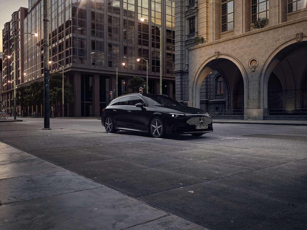 Exterior of the electric CLA Shooting Brake.
