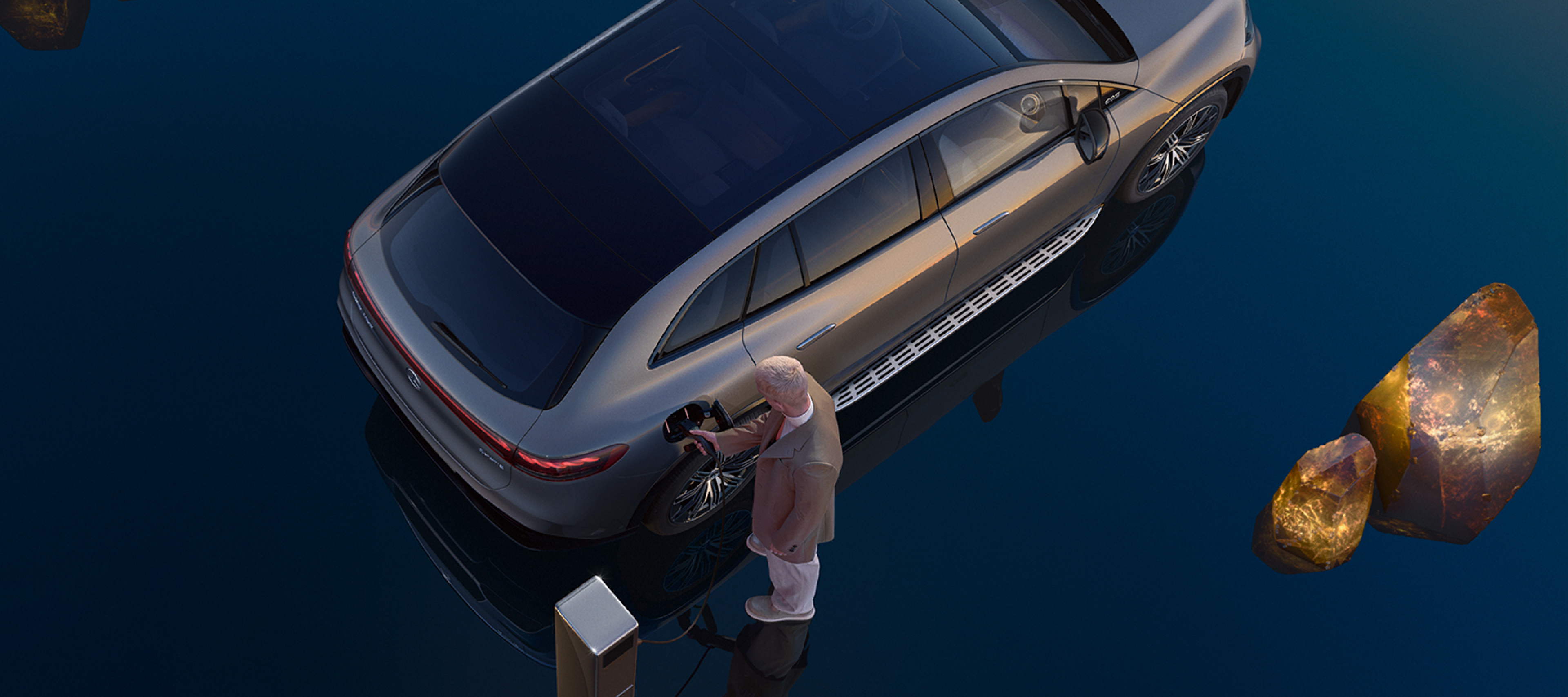 A Mercedes-Benz charges at an IONITY fast charging station via Mercedes me Charge. A Mercedes-Benz charges at an IONITY fast charging station via Mercedes me Charge.
