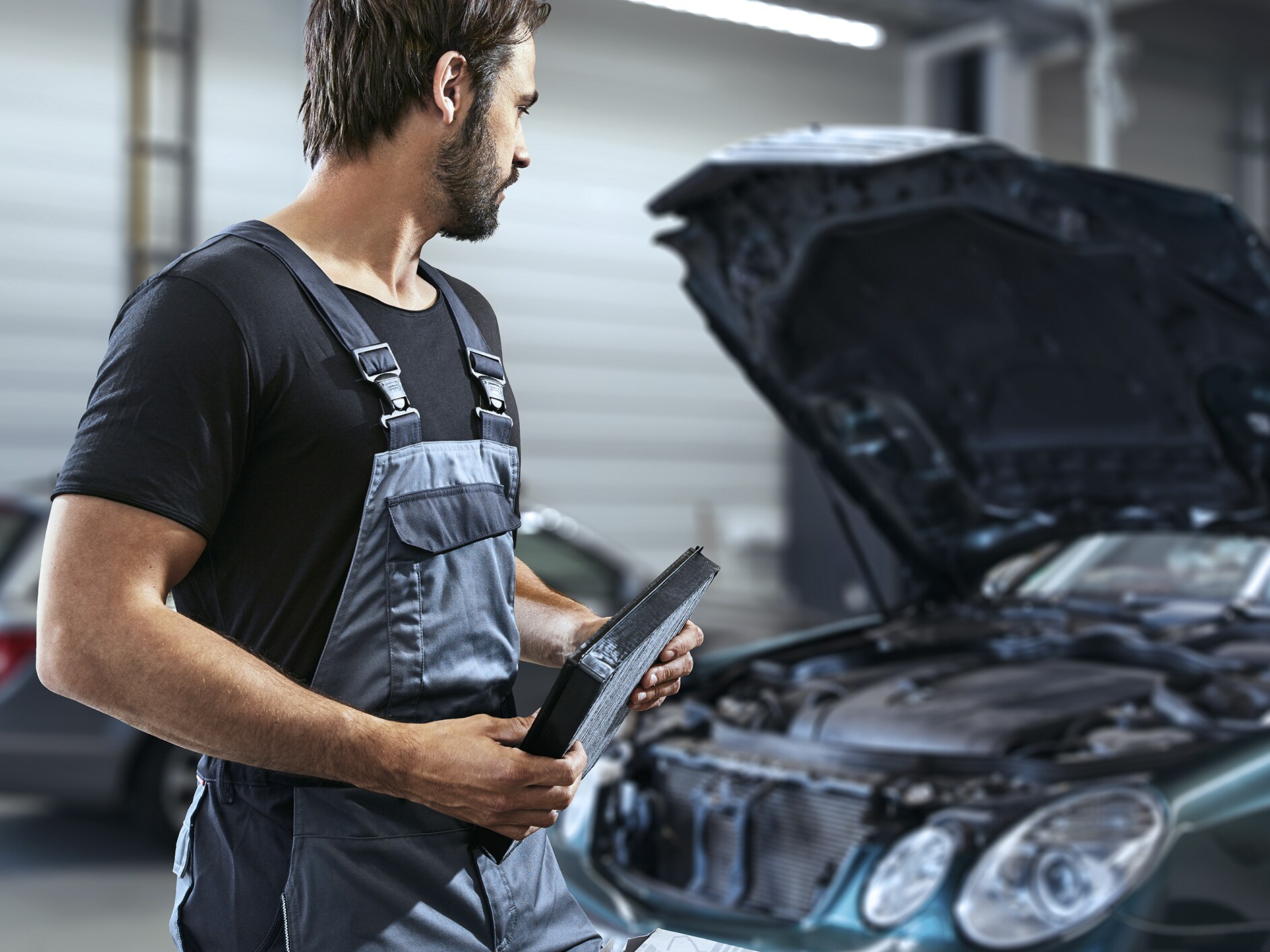 Mechanic checking a car