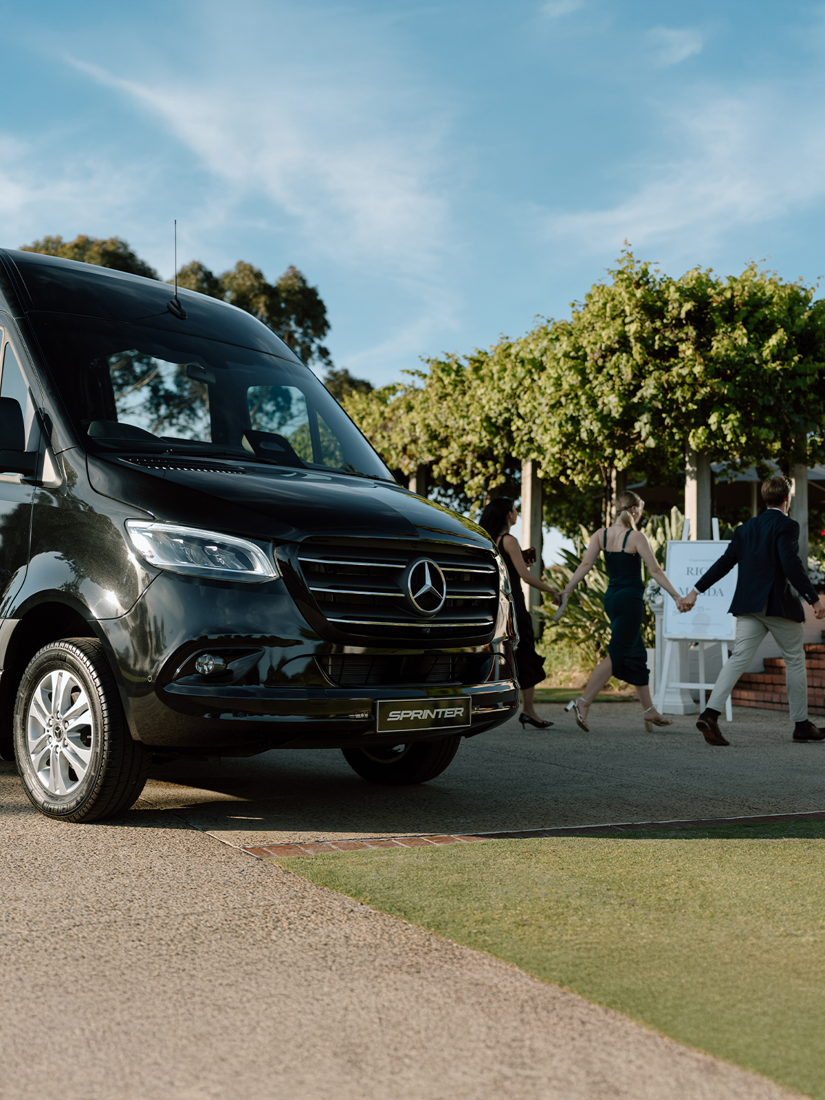 Sprinter A black van parked on a driveway