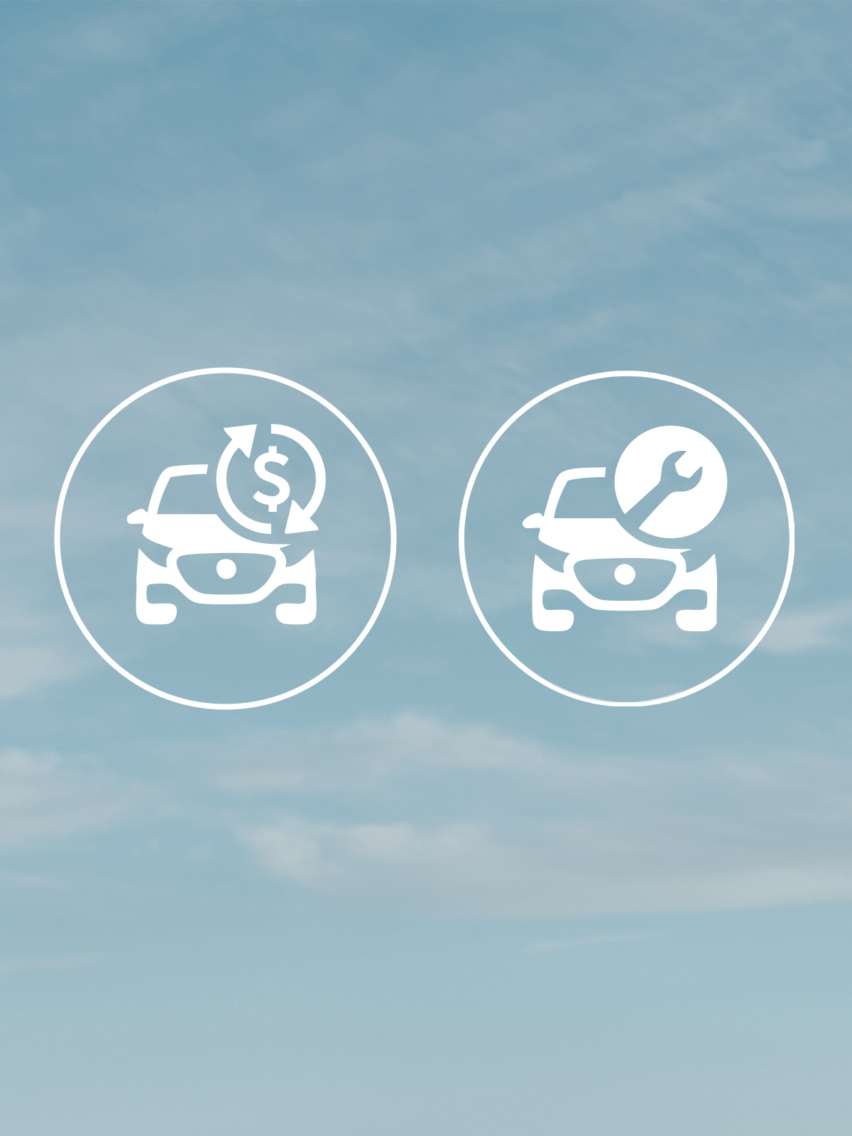 Finance offer Icons of a vehicle with a dollar and wrench