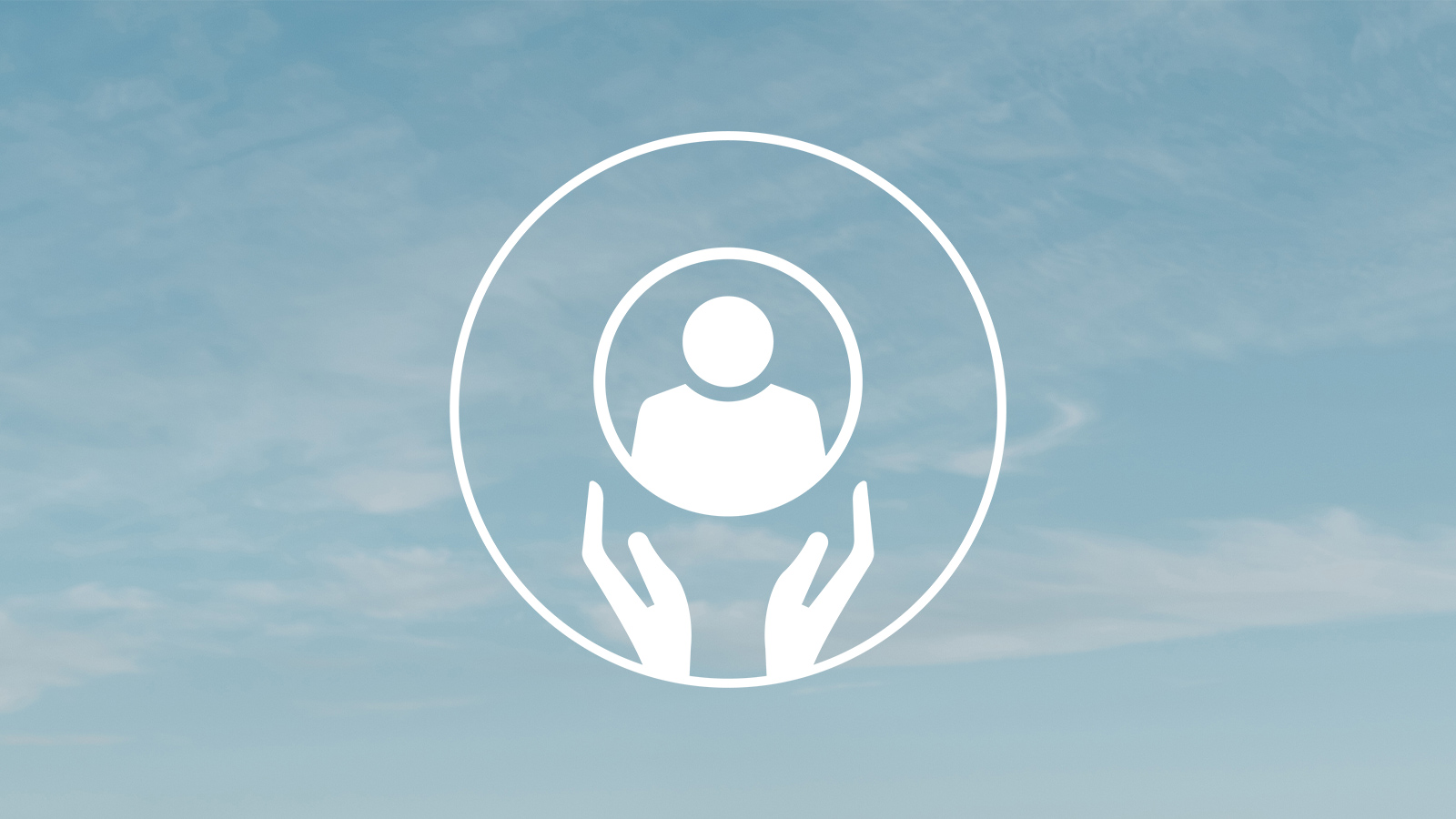 Loyalty Icon with two hands supporting a human silhouette