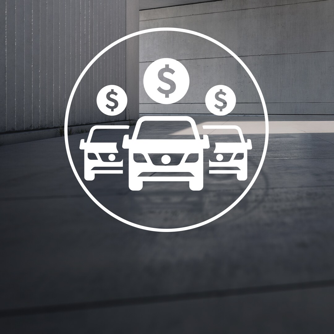 Three vehicles and savings icons