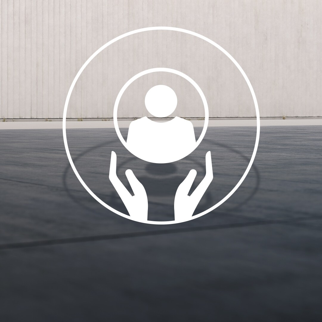 Figure in circle with hands