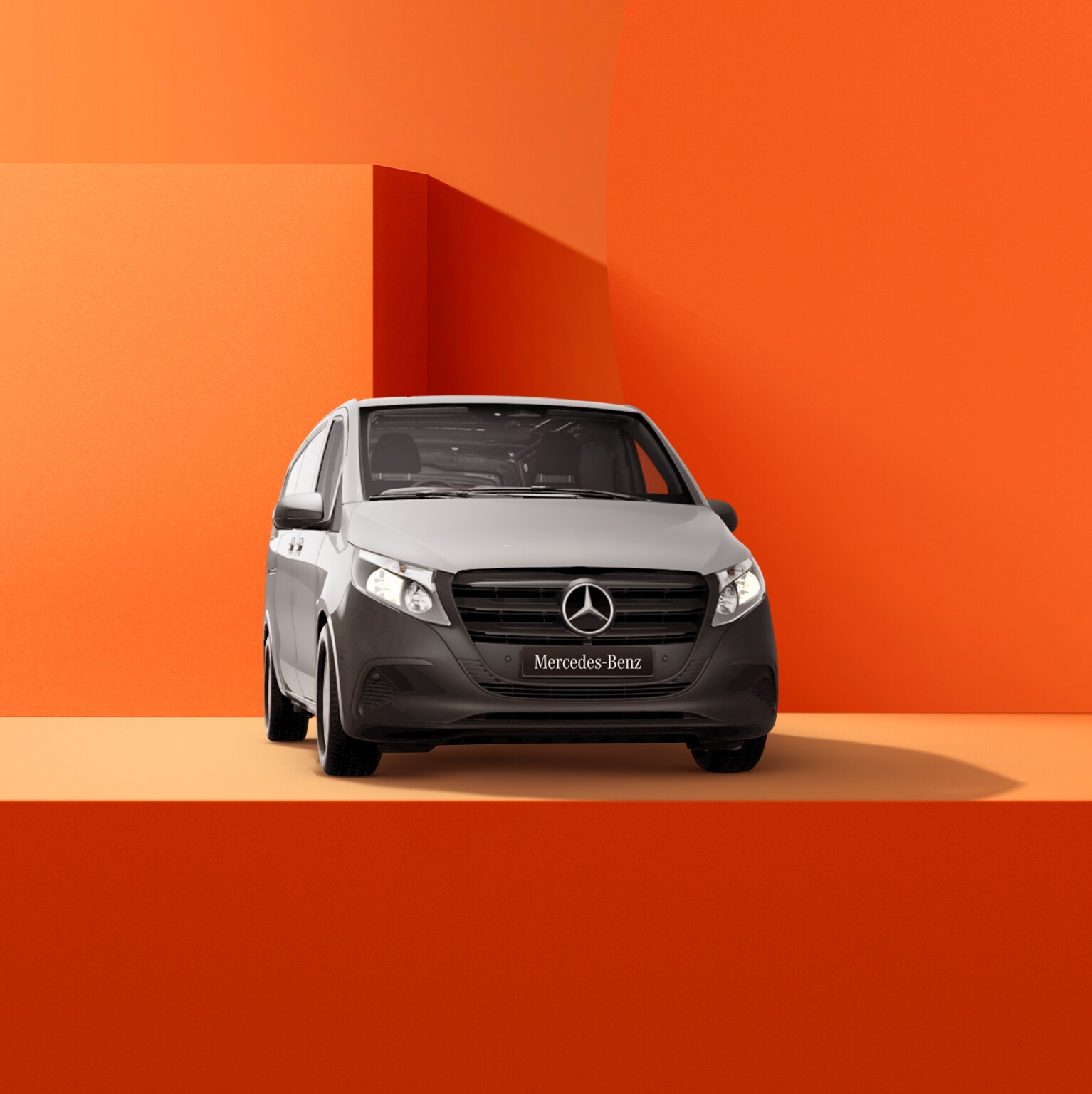 Mercedes-Benz Vito 114s against orange backdrop