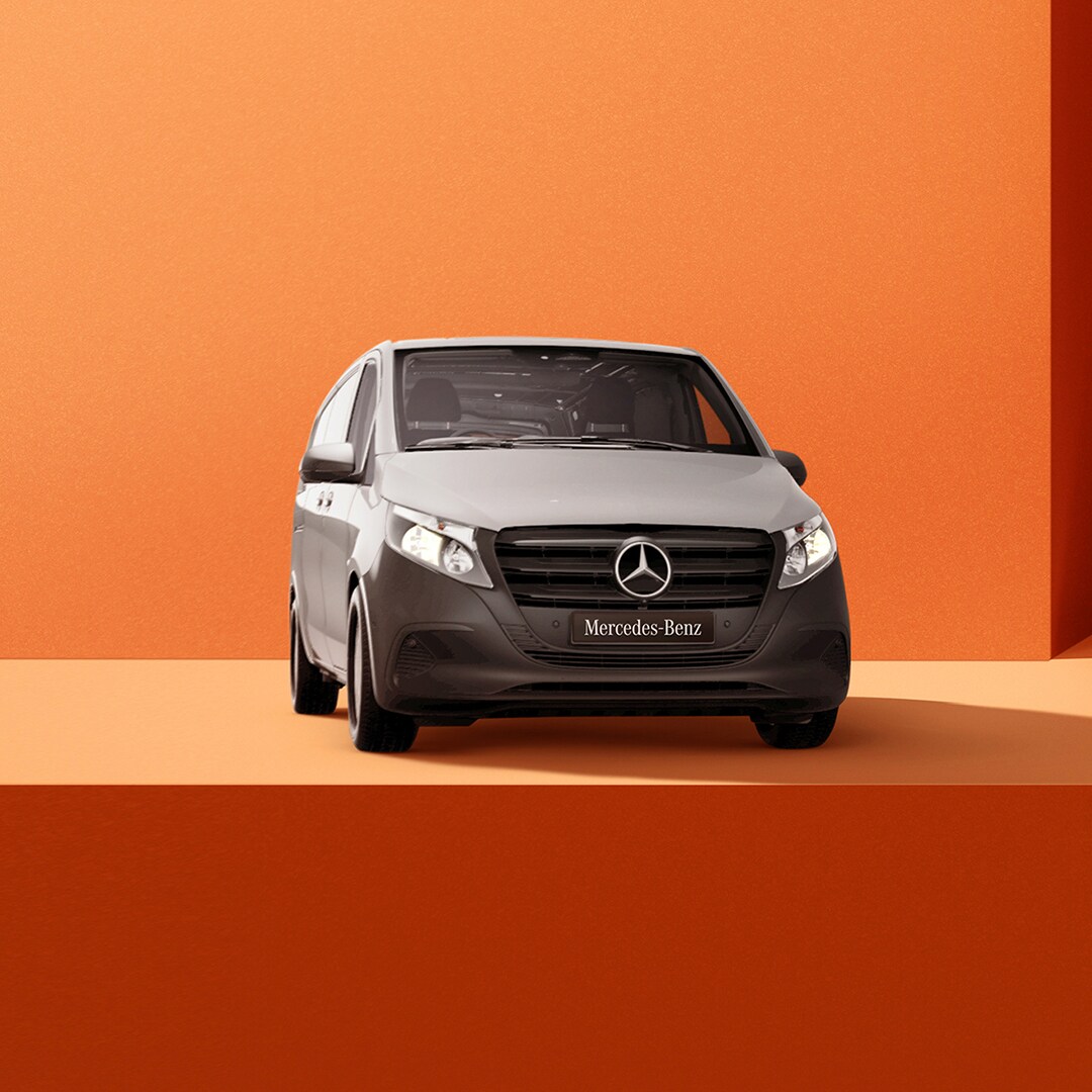 Mercedes-Benz Vito 114s against orange backdrop